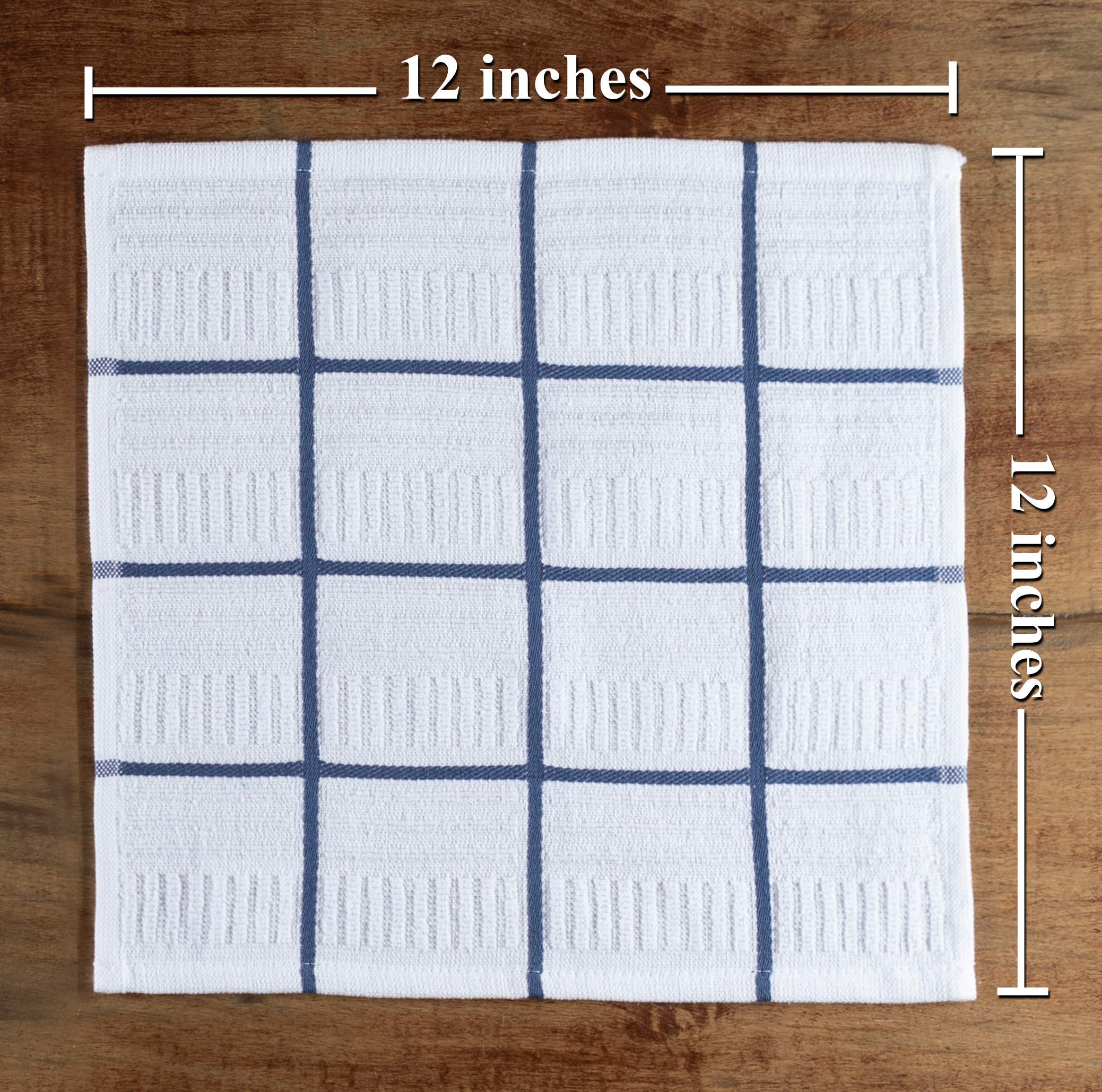 Kitchen Towels Dishcloths 100% Cotton, Set Of 8, Dark Blue And White Dish Cloth Towels, Tea Towels, Reusable And Absorbent Clean