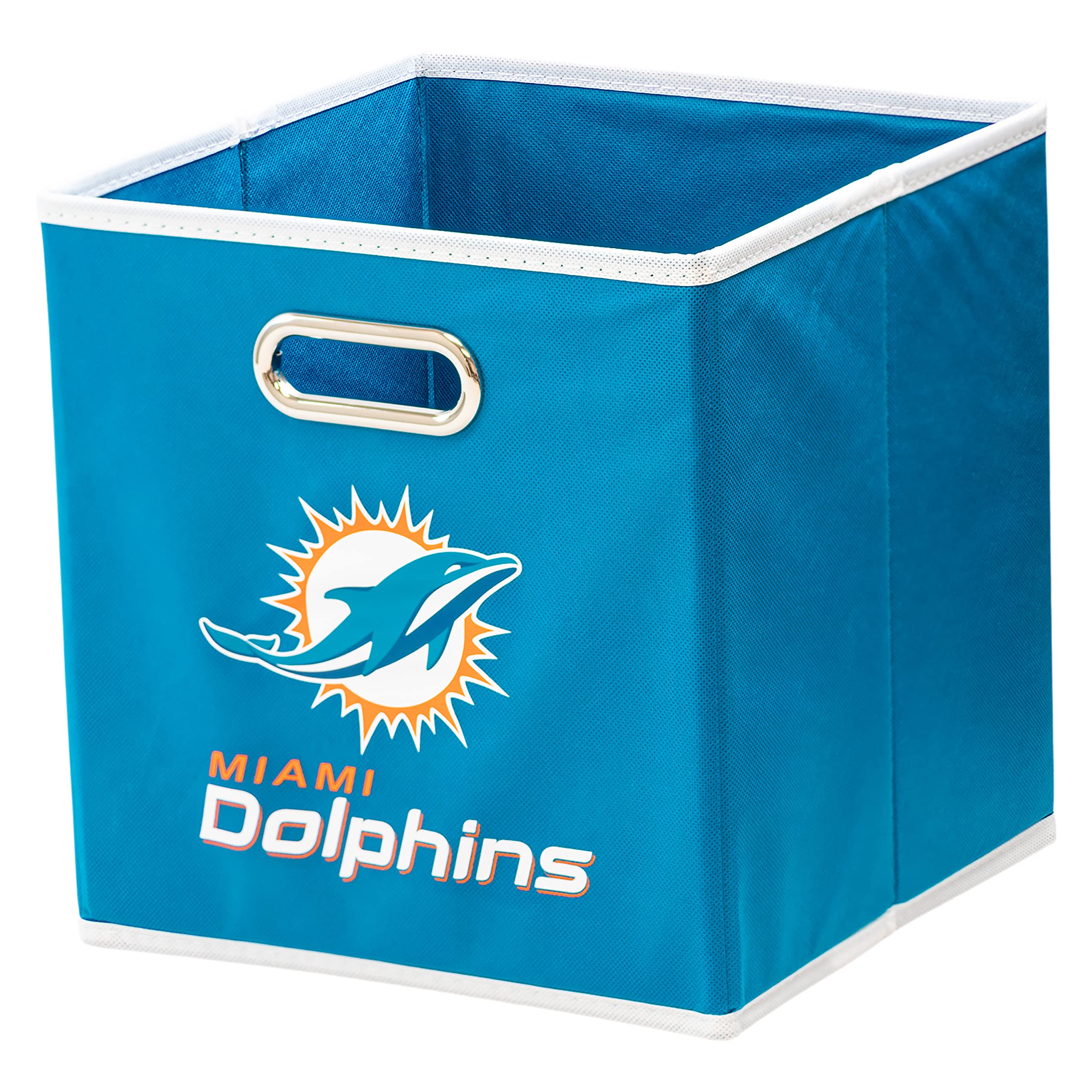 Franklin Sports NFL Miami Dolphins Collapsible Storage Bin NFL Folding Cube Storage Container Fits Bin Organizers Fabric NFL Tea