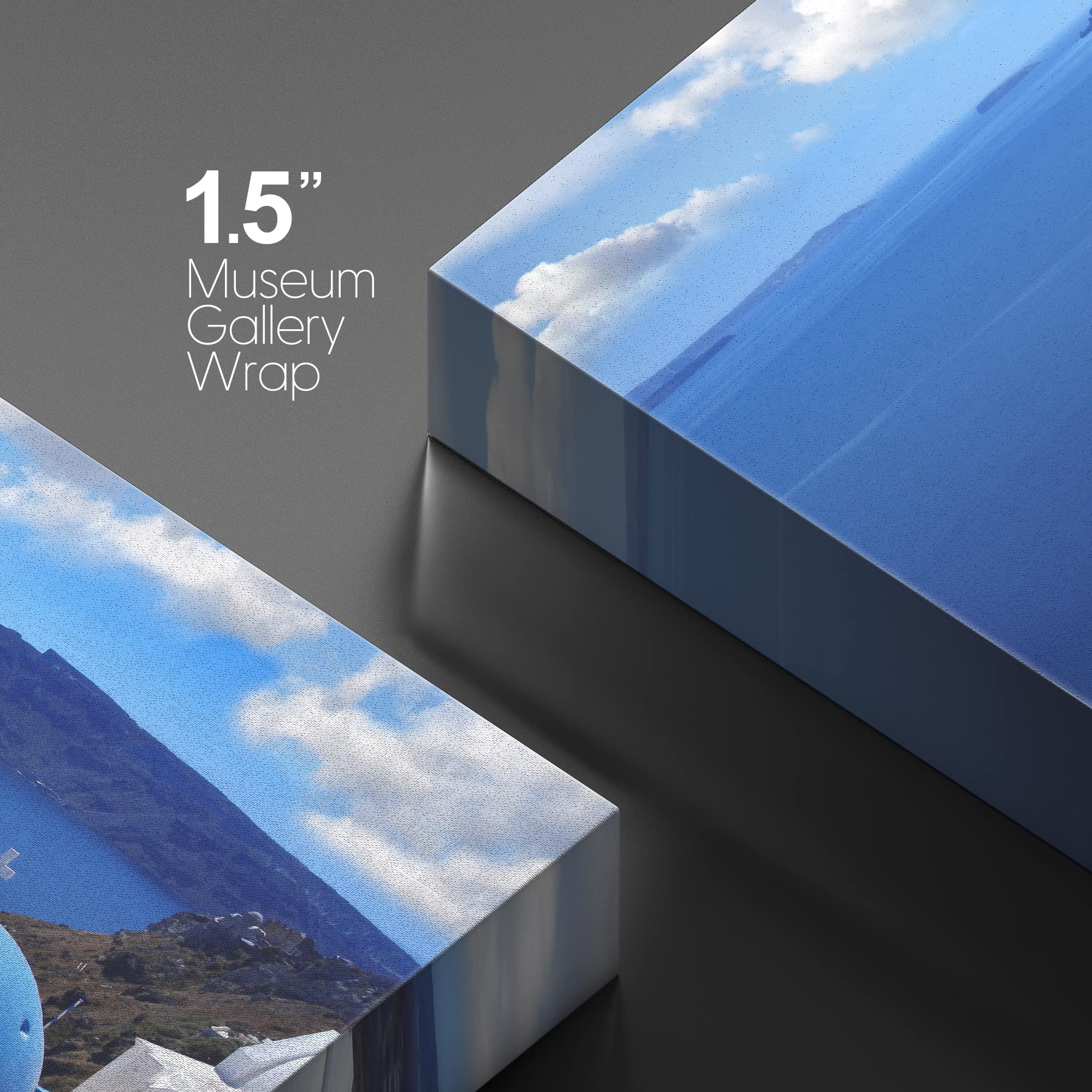 Beautiful Scenery Landscape Amazing Santorini With Churches And Sea View In Greece - Canvas Art Wall Art - 16'' X 24''