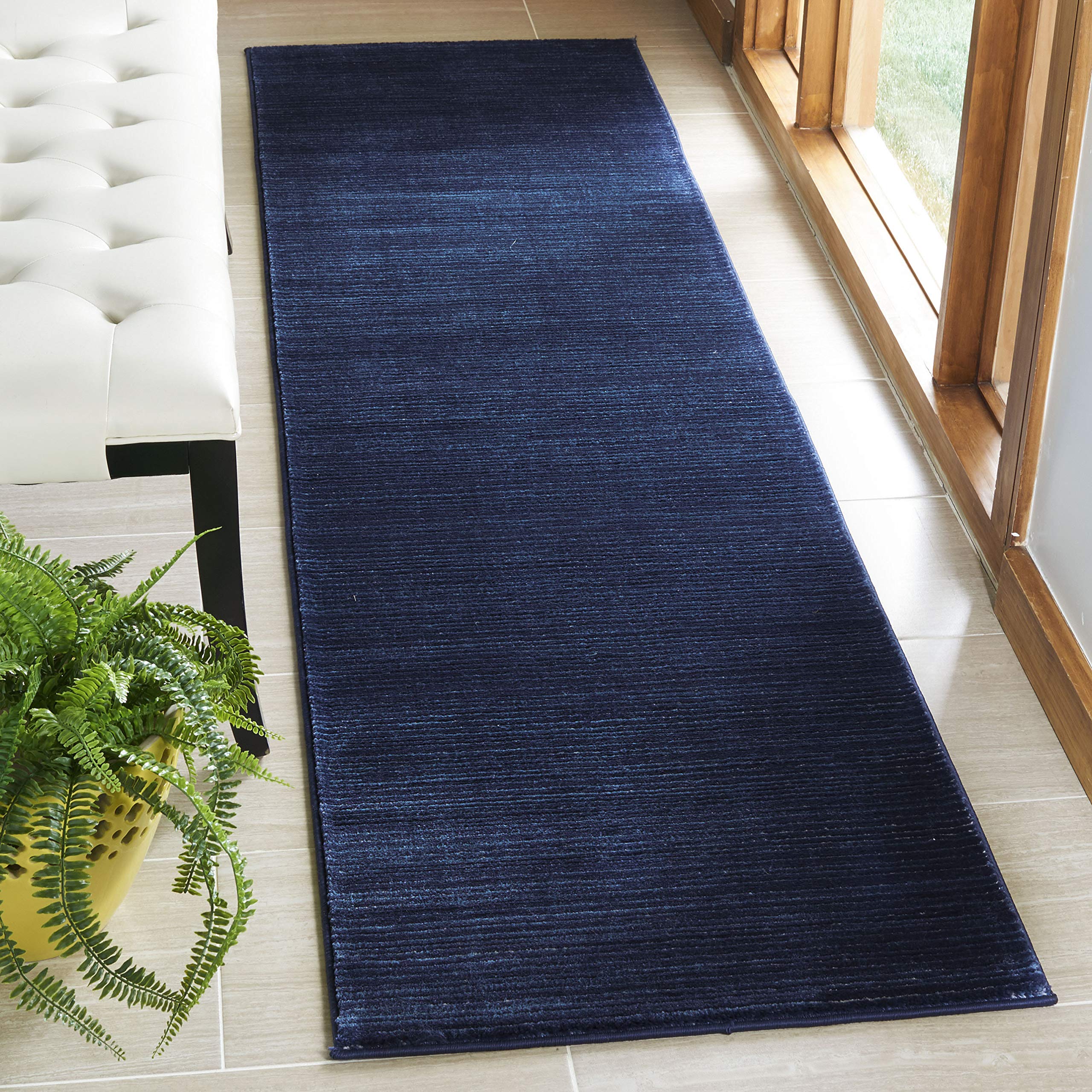 SAFAVIEH Vision Collection Runner Rug - 22 x 22, Navy, Modern Ombre Tonal Chic Design, Non-Shedding & Easy Care, Ideal for Hig