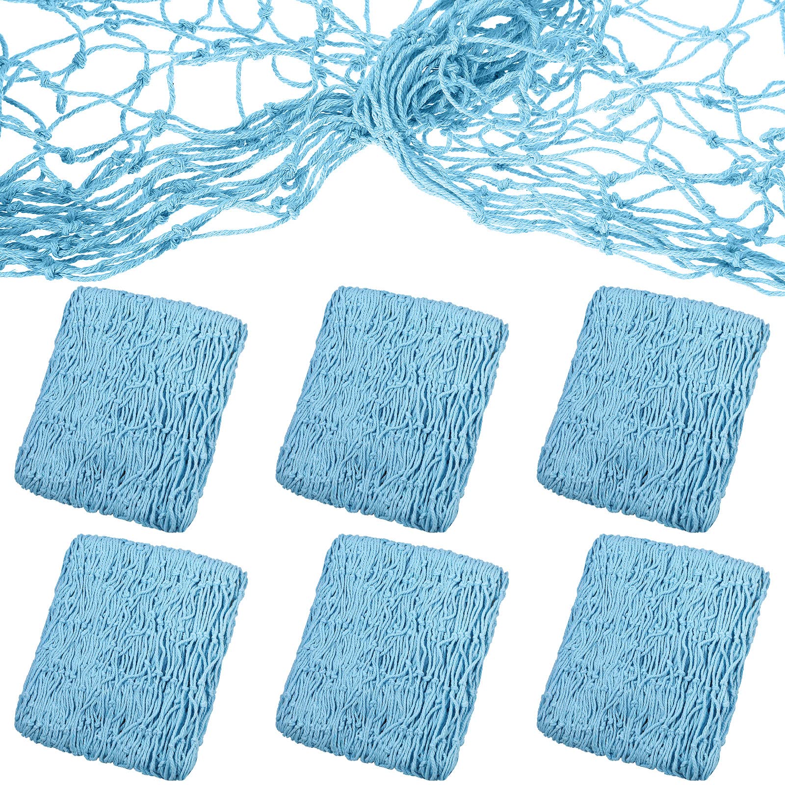 6 Pack Natural Fish Net Decorative Cotton Fishnet for Pirate, Mermaid, Nautical, Hawaii Luau, Ocean Themed Wall Hanging Beach Ba