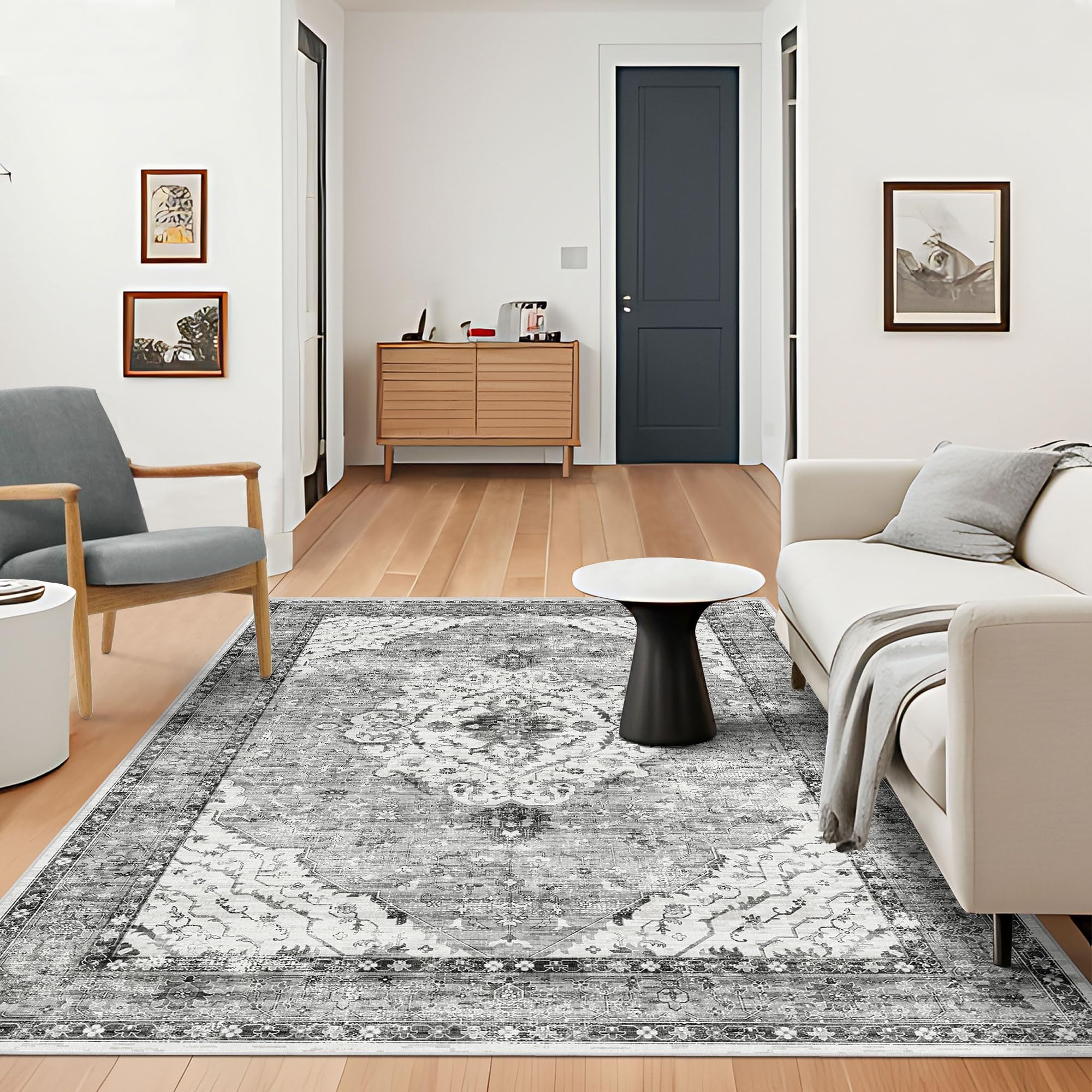 Deerly 5x8 Rugs for Bedroom Living Room - Machine Washable Rugs Large Non-Slip Family & Pet Friendly Area Rugs Carpet Oriental N