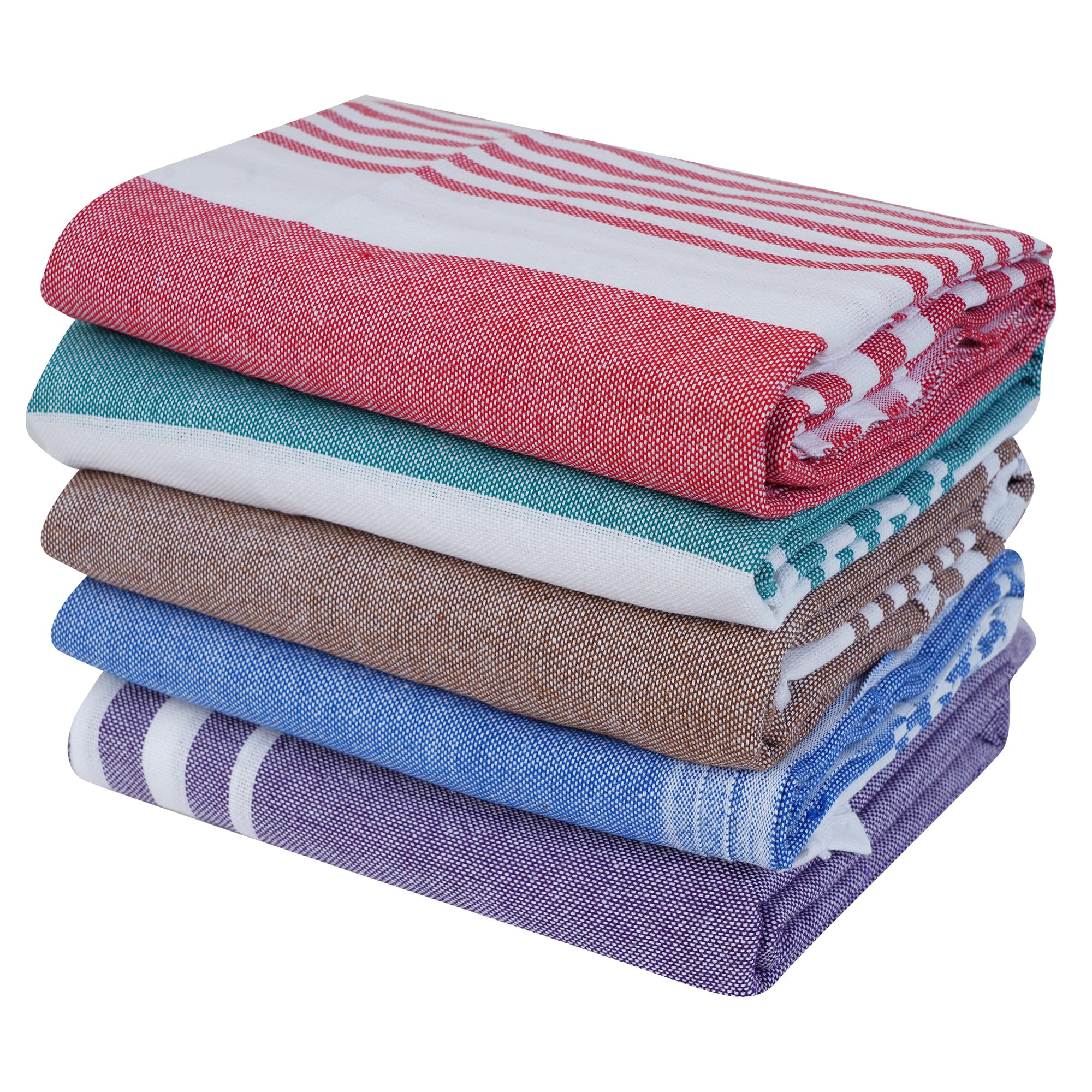 Comfort Weave Cotton Plain Bath Towels 250 Gsm Multicolor (Set Of 5, 31 X 62 Inch)