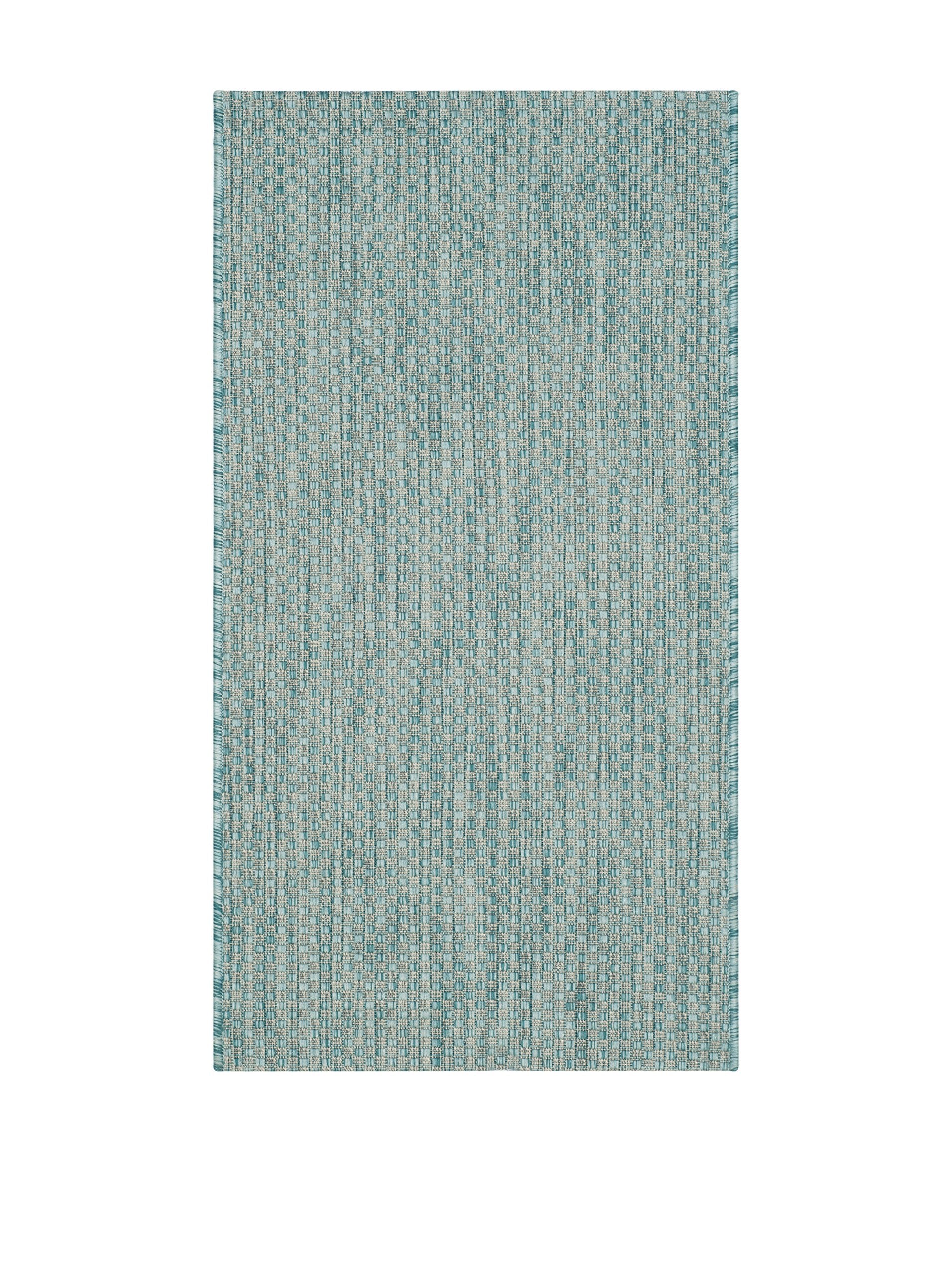 SAFAVIEH Courtyard Collection 27 x 5 Aqua/Grey CY8521 Indoor/ Outdoor Patio Backyard Mudroom Area Rug