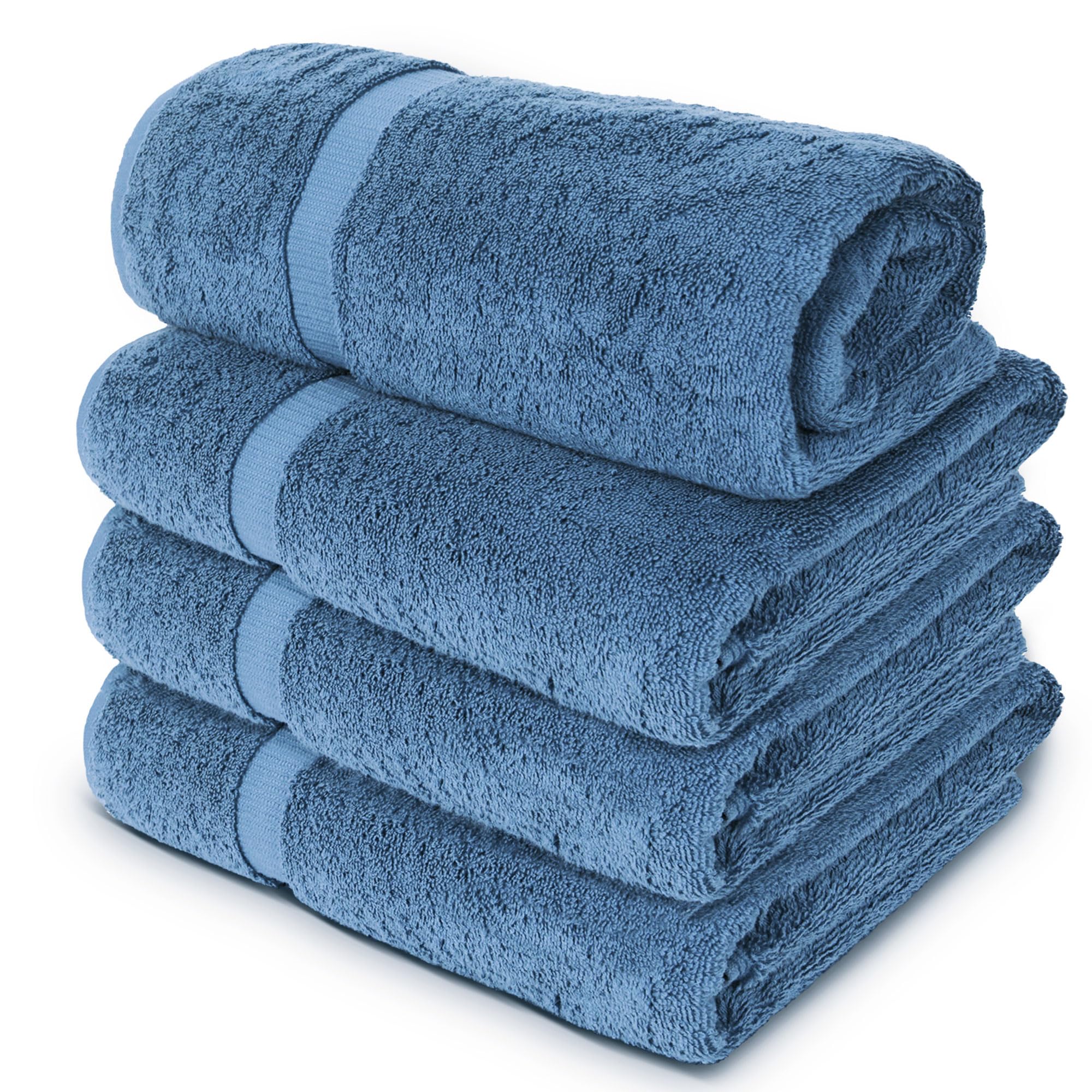 Chakir Turkish Linens | Hotel & Spa Quality 100% Cotton Premium Turkish Towels | Soft & Absorbent (4-Piece Bath Towels  Wedgewood)