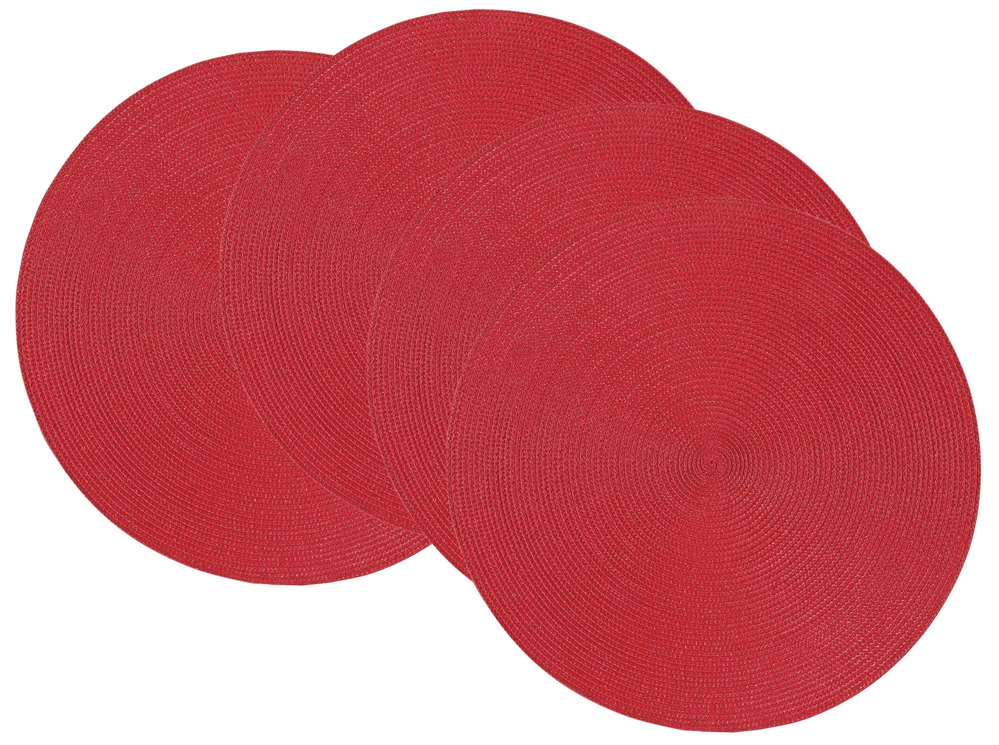Now Designs Disko Round Placemats, Chili, Set Of 4, 15 Inches