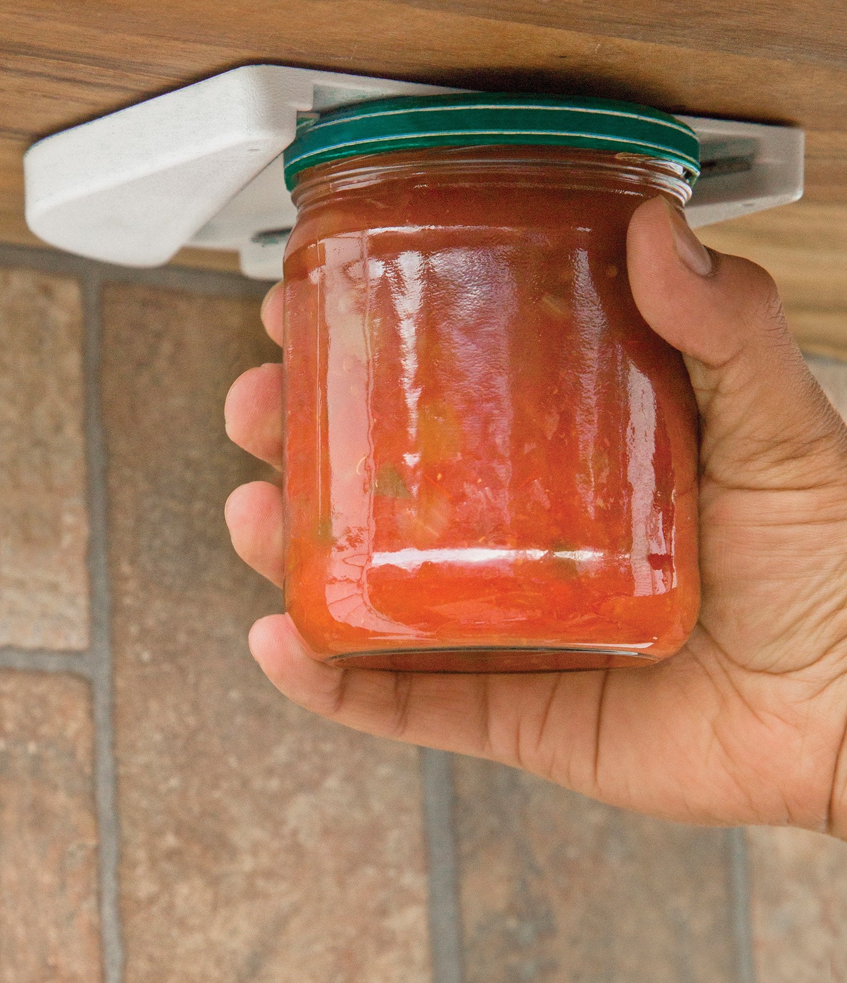 Fox Run Under-the-Counter Jar Opener, Plastic, 0.5 x 5.5 x 6 inches, White, Model 5649