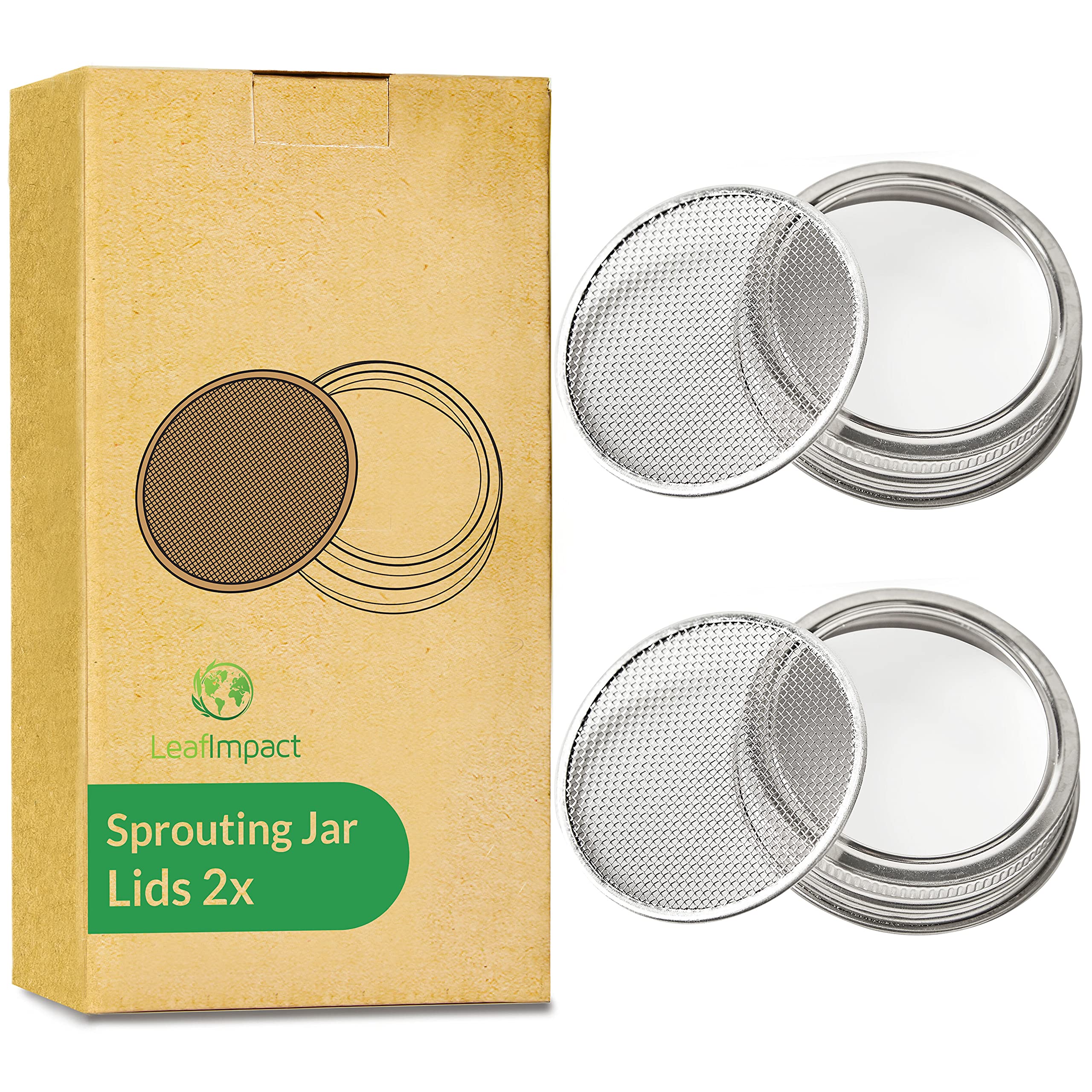2 Pack Seed Sprouting Jar Lids | For 2.75'' Regular Mouth Mason Jars | Fresh Sprouts At Home | Strainer Screen For Canning Jars