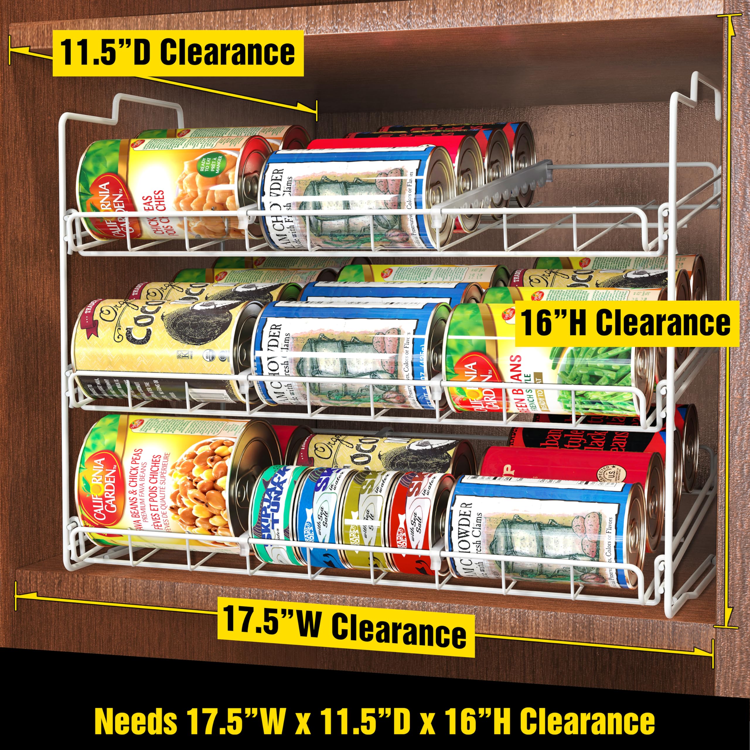 Deco Brothers Stackable Can Rack Organizer For Kitchen And Pantry, Holds Up To 36 Cans, White