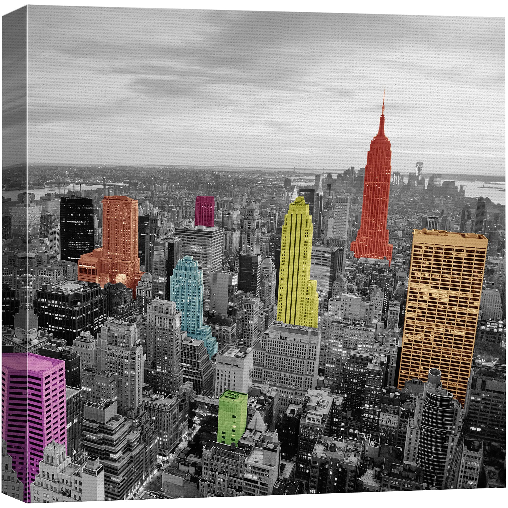 Wall26 Canvas Print Wall Art Pop Of Color Aerial Nyc Skyline Architecture & Maps Cities Photography Realism Chic Scenic Relax/Ca
