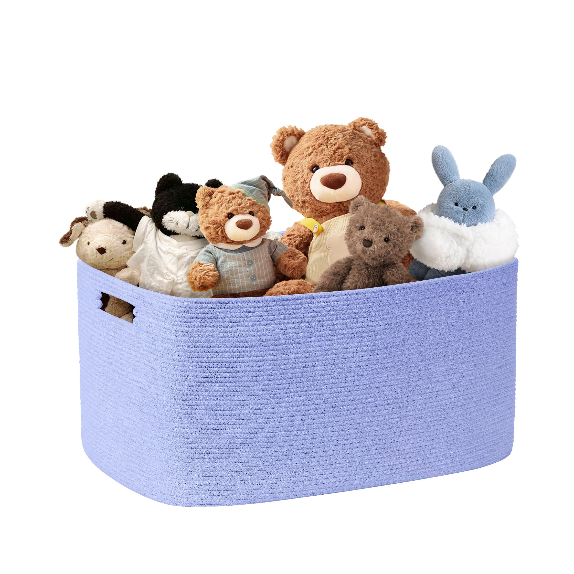 SunNewt 60L Small Baby Girls Laundry Basket for Nursery Storage,Cute Woven cotton Rope Baskets for Kids Toy,Gifts, Boho Square W