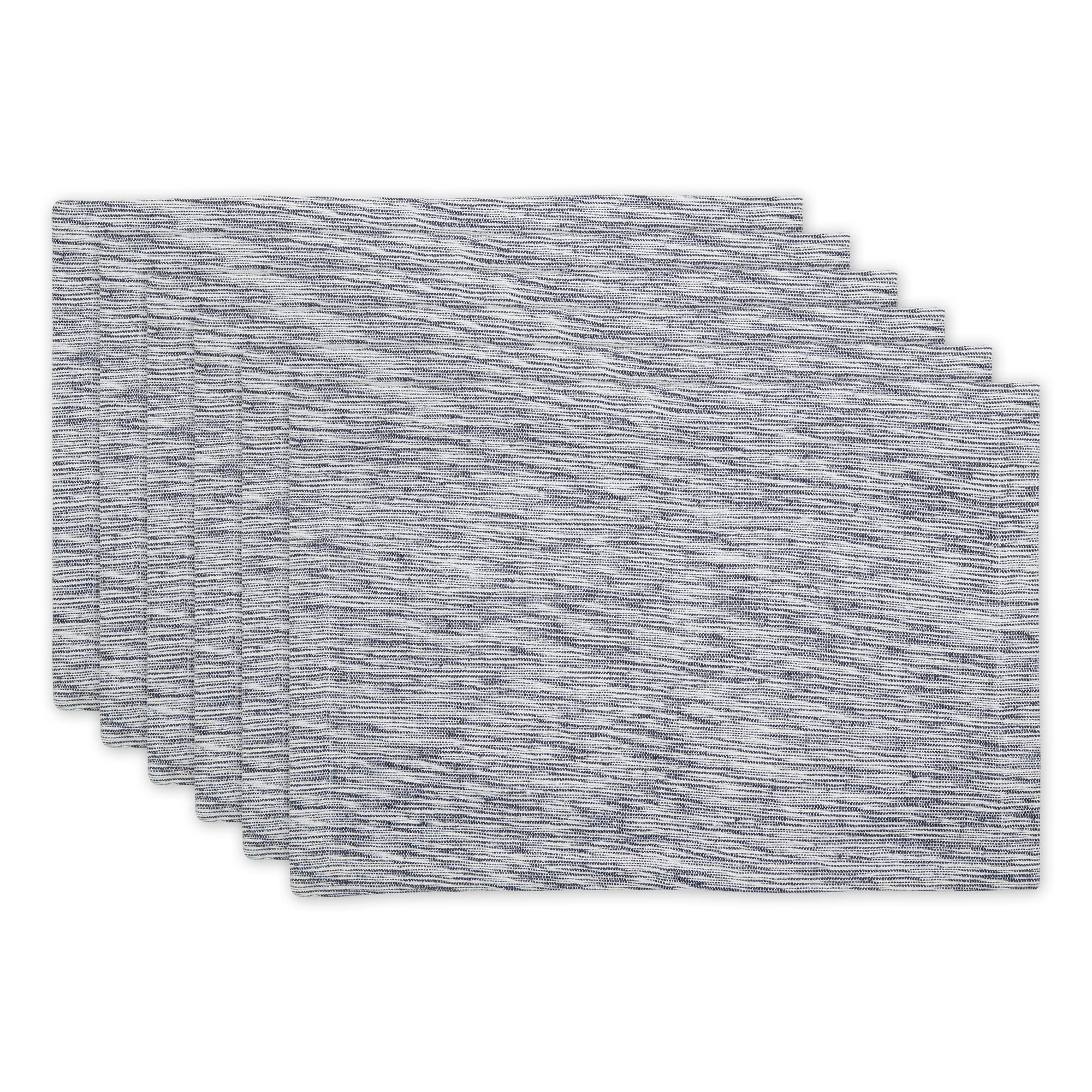 NAVY/OFF-WHITE TONAL RECYCLED COTTON SLUBBY RIB PLACEMAT SET/6