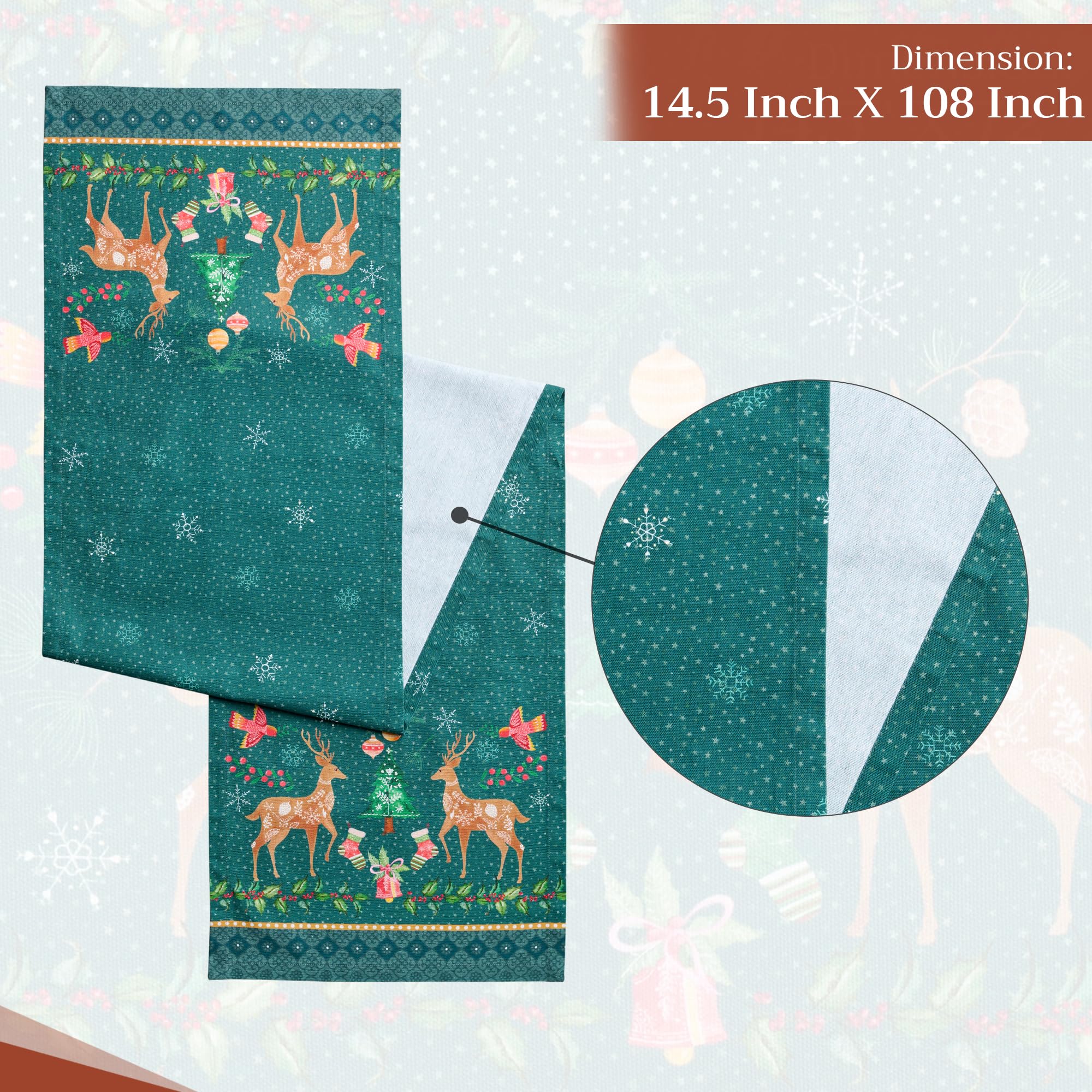 Maison d Hermine Table Runner 100% Cotton Single Layer Table Runners 108 inches Long Decorative for Home Kitchen Dining Party B