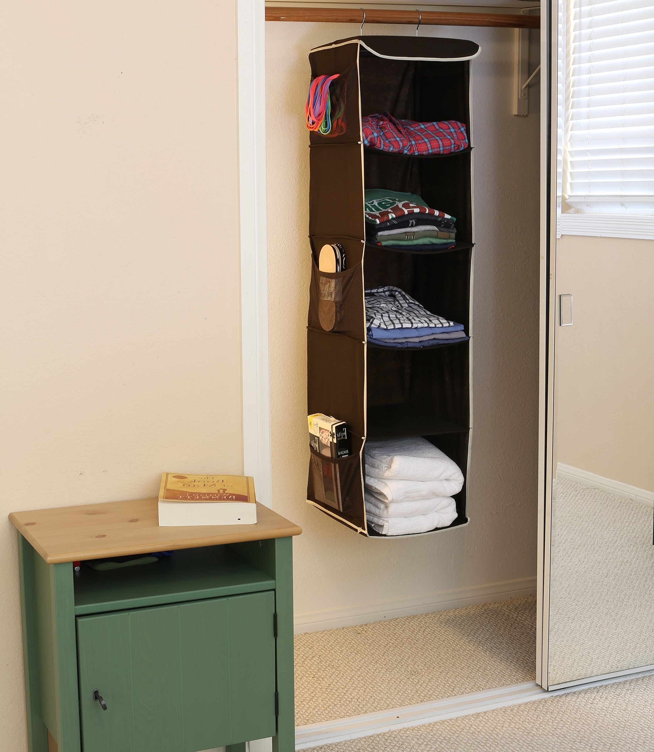 Simple Houseware 5 Shelves Hanging Closet Organizer, Brown