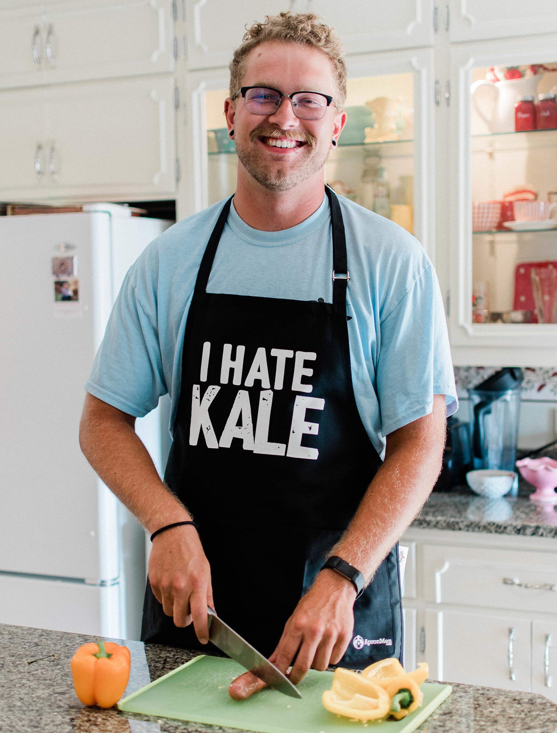 Apronmen, I Hate Kale, Funny Aprons For Men With Adjustable Straps One Size Fits All Bbq Grilling Aprons With Pockets Profession