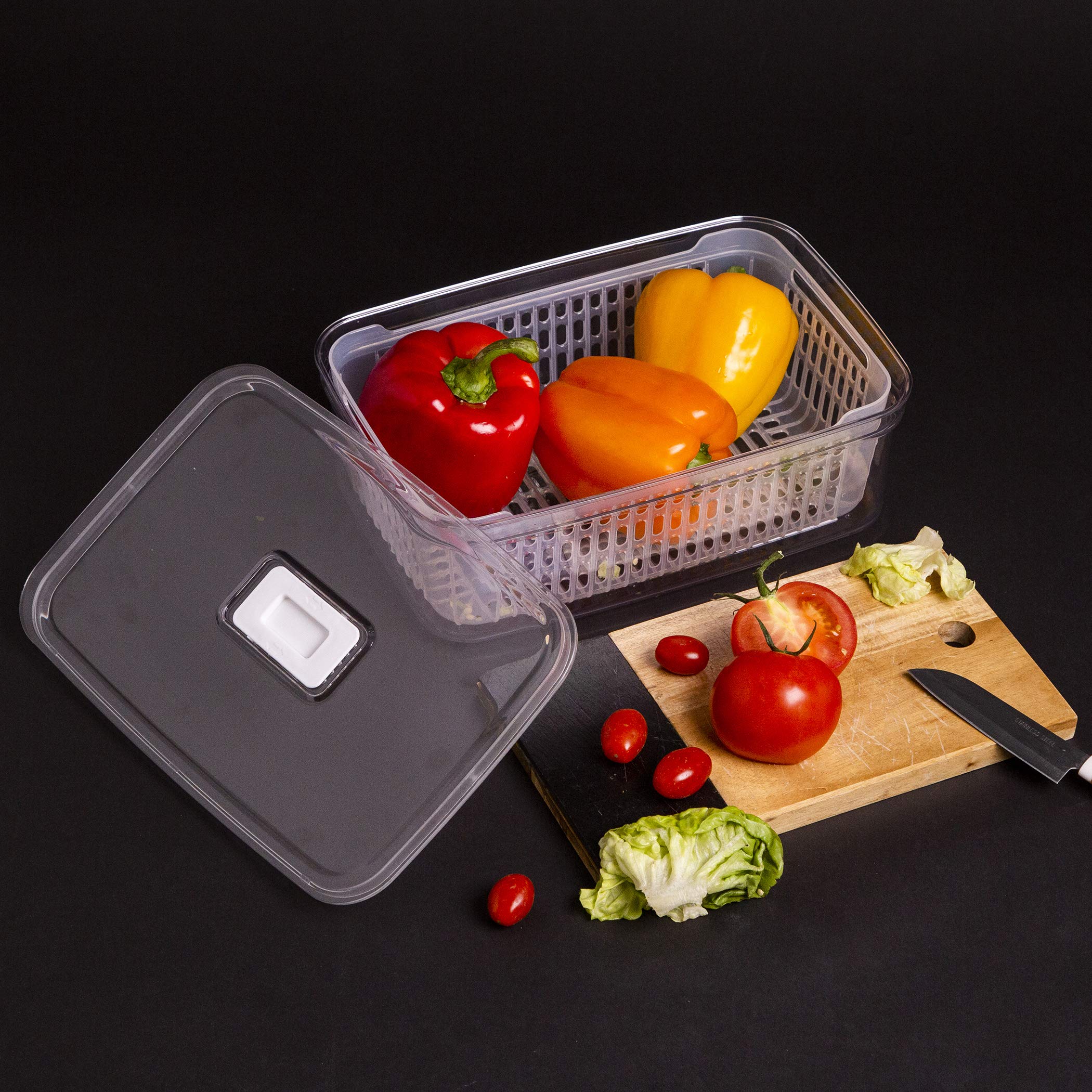 Bino | Produce Saver - 15.2 Cup/3.6L | Fridge Storage Containers For Fruits And Vegetables | Vegetable Storage With Adjustable A