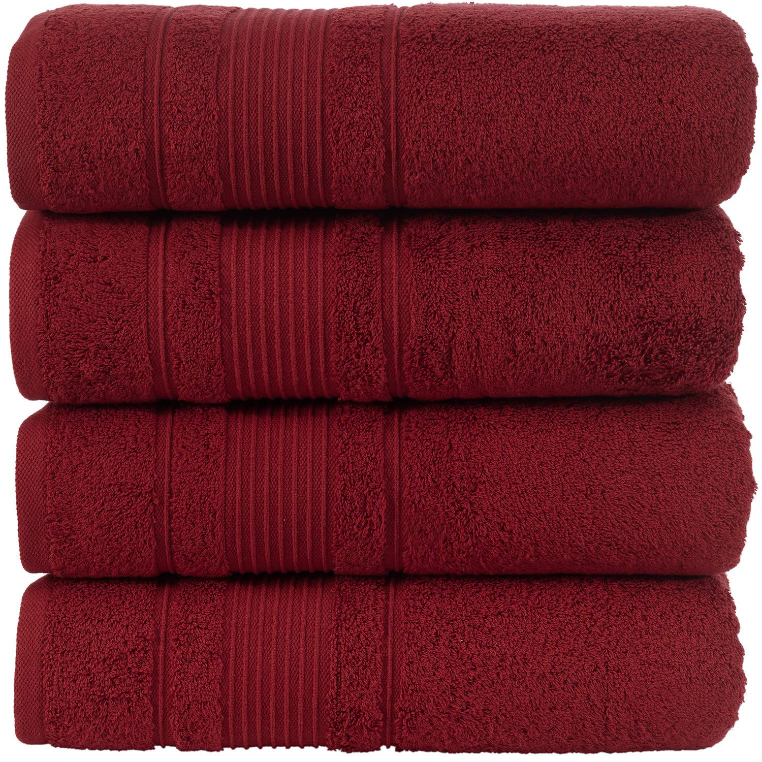 Qute Home 4-Piece Washcloth Towels Set  100% Turkish Cotton Premium Quality Towels for Bathroom  Quick Dry Soft and Absorbent Turkish Towel  Set Includes 4 Washcloths (Burgundy)