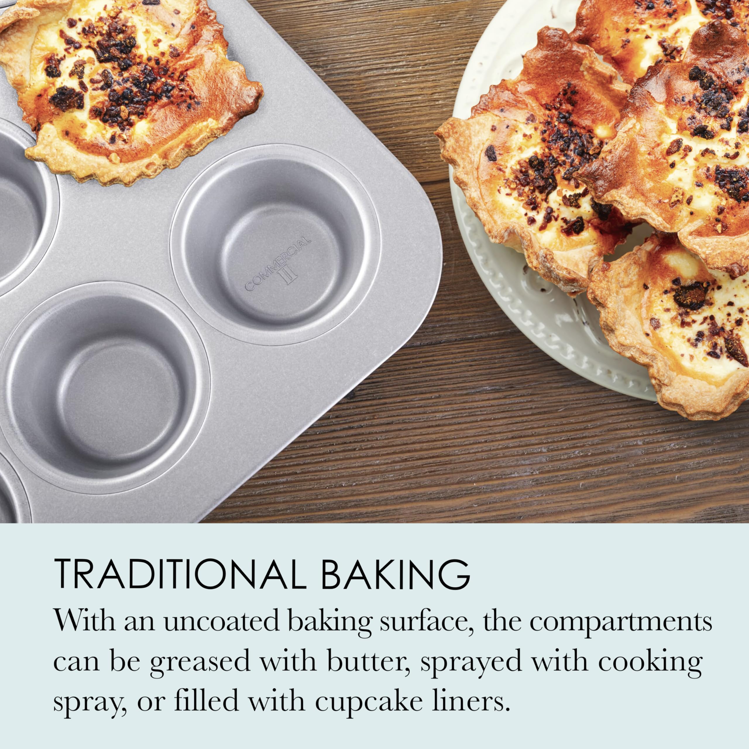 Chicago Metallic Commercial Ii Traditional Uncoated 12-Cup Muffin/Cupcake Pan, 15.75-Inch By 11-Inch