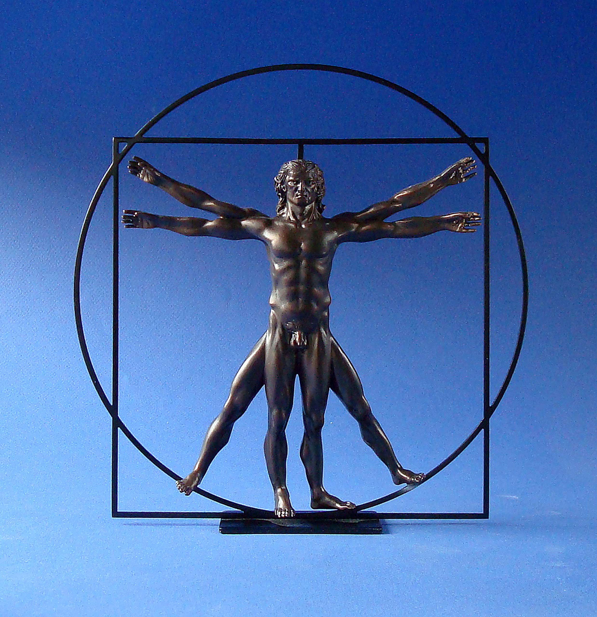 Parastone - DaVinci Vitruvian Man Sculpture - Bronze - Resin, Metal - Small ( 8.5H x 8.5W x 1.75D)