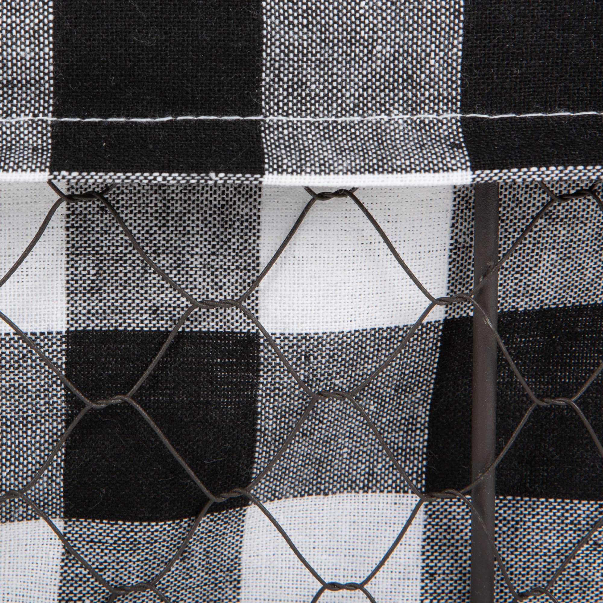 Dii Farmhouse Chicken Wire Storage Baskets With Liner, Small, Vintage Black & White Check, 9X7X6'', 3 Piece