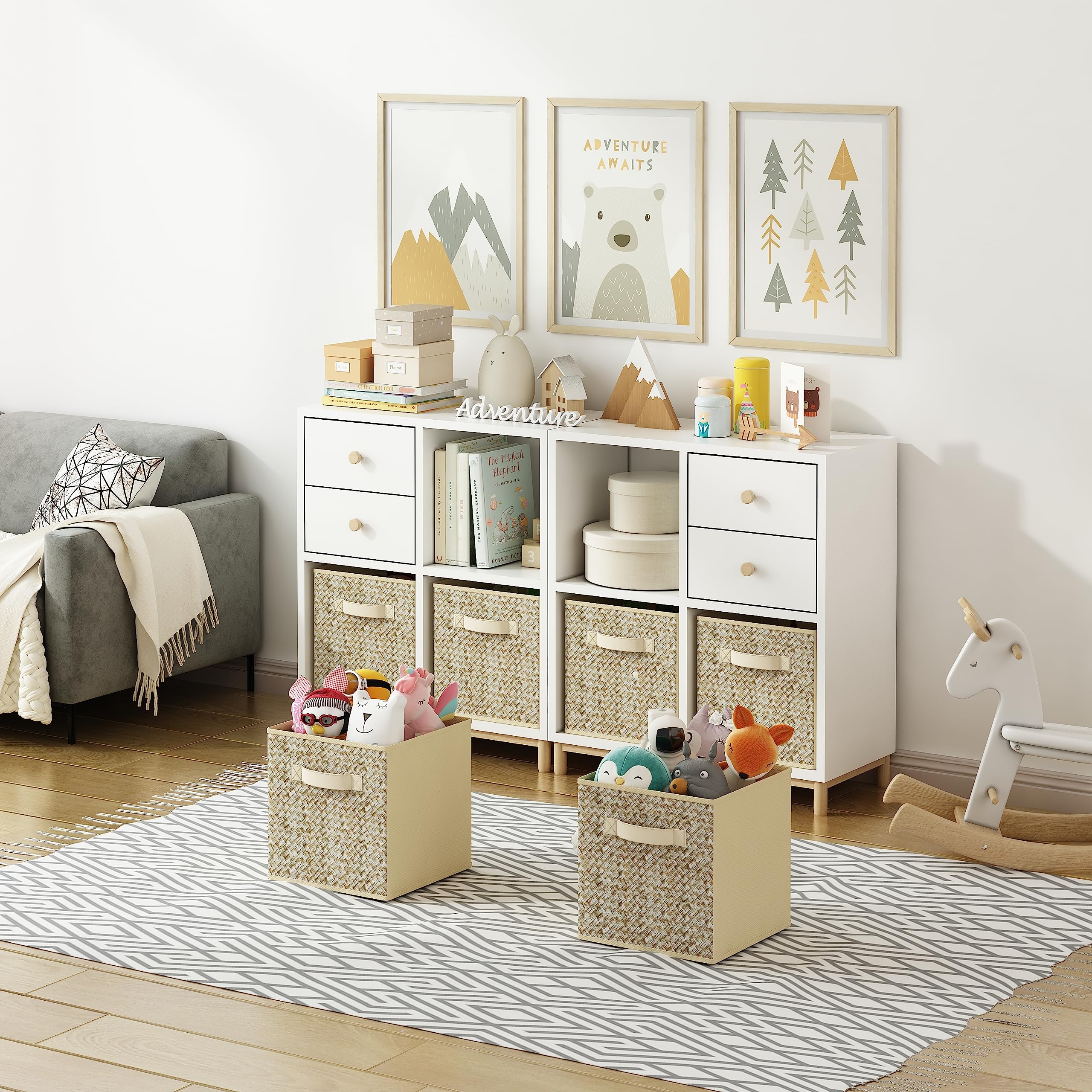 Wisdom Star 6 Pack Fabric Storage Cubes with Handle  Foldable 13x13x15 Inch Cube Storage Bins  Storage Baskets for Shelves  Storage Boxes for Organizing Closet Bins