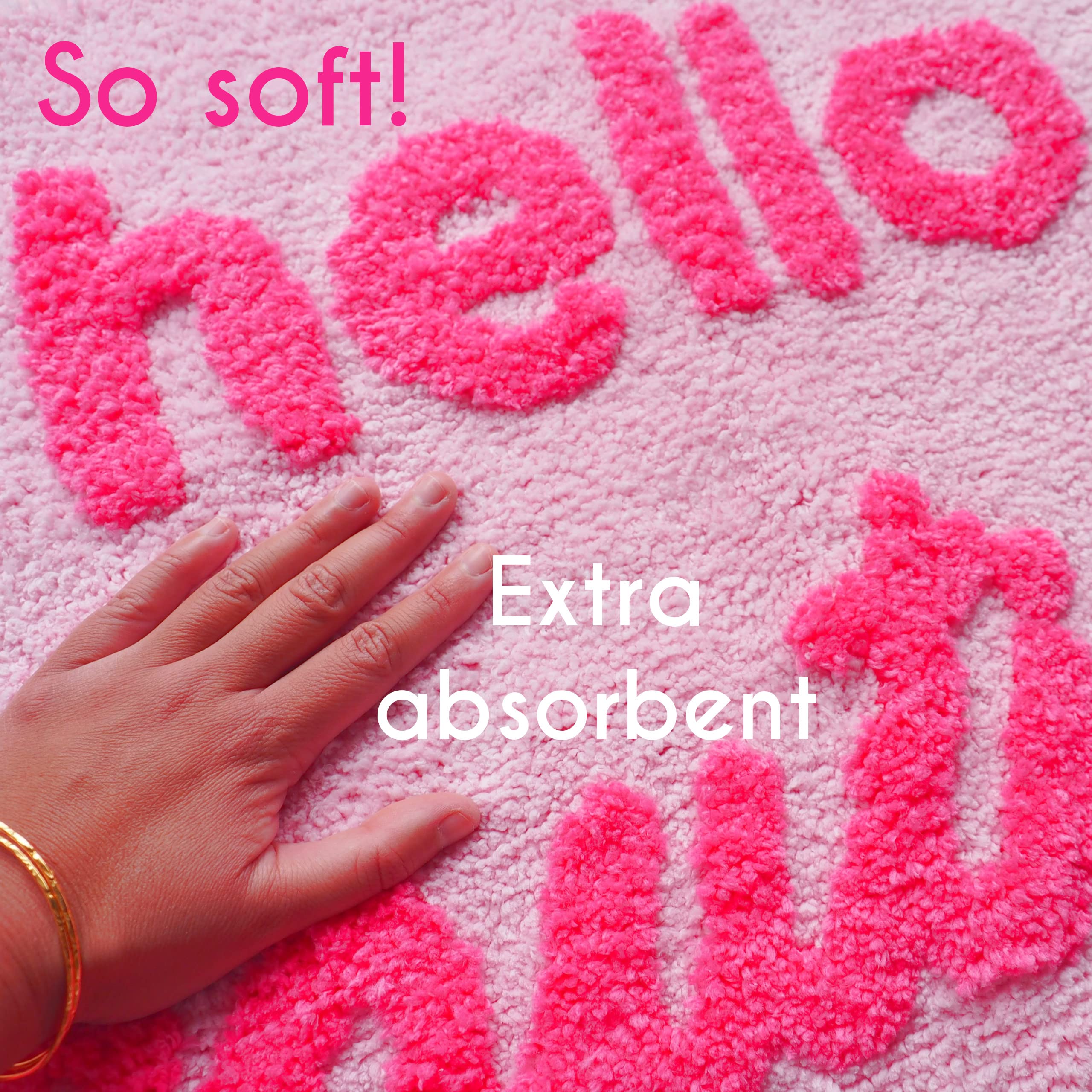 Hello Beautiful Bath Mat Light Pink Blush Peach Coral Cute Bathroom Rugs For Girls You Look Good Gorgeous Funny Shower Fun Bathr