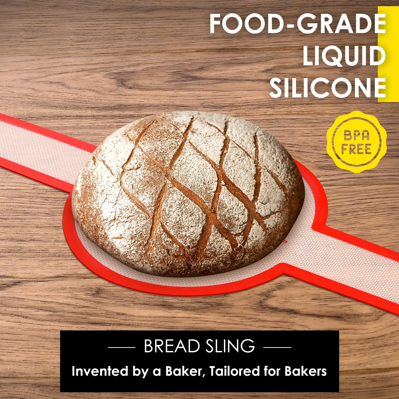Upgraded Silicone Bread Sling Dutch Oven Liners Sourdough Baking Supplies Reusable Non-Stick Bread Mat Cast Iron Sheet Extra Lon