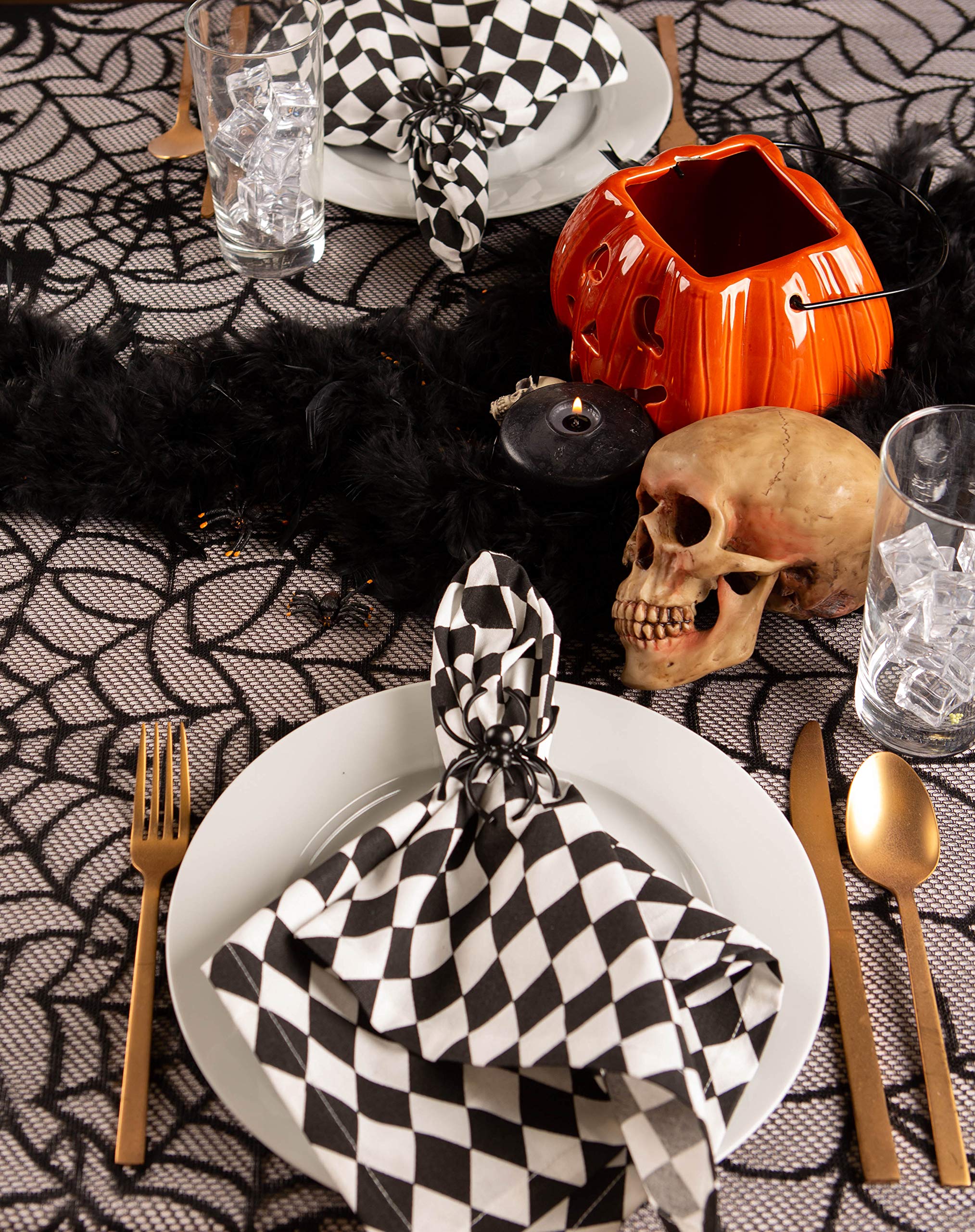 DII Black Lace Overlay Tabletop Collection Gothic Halloween Decor  Tablecloth  54x72  Spider Web
