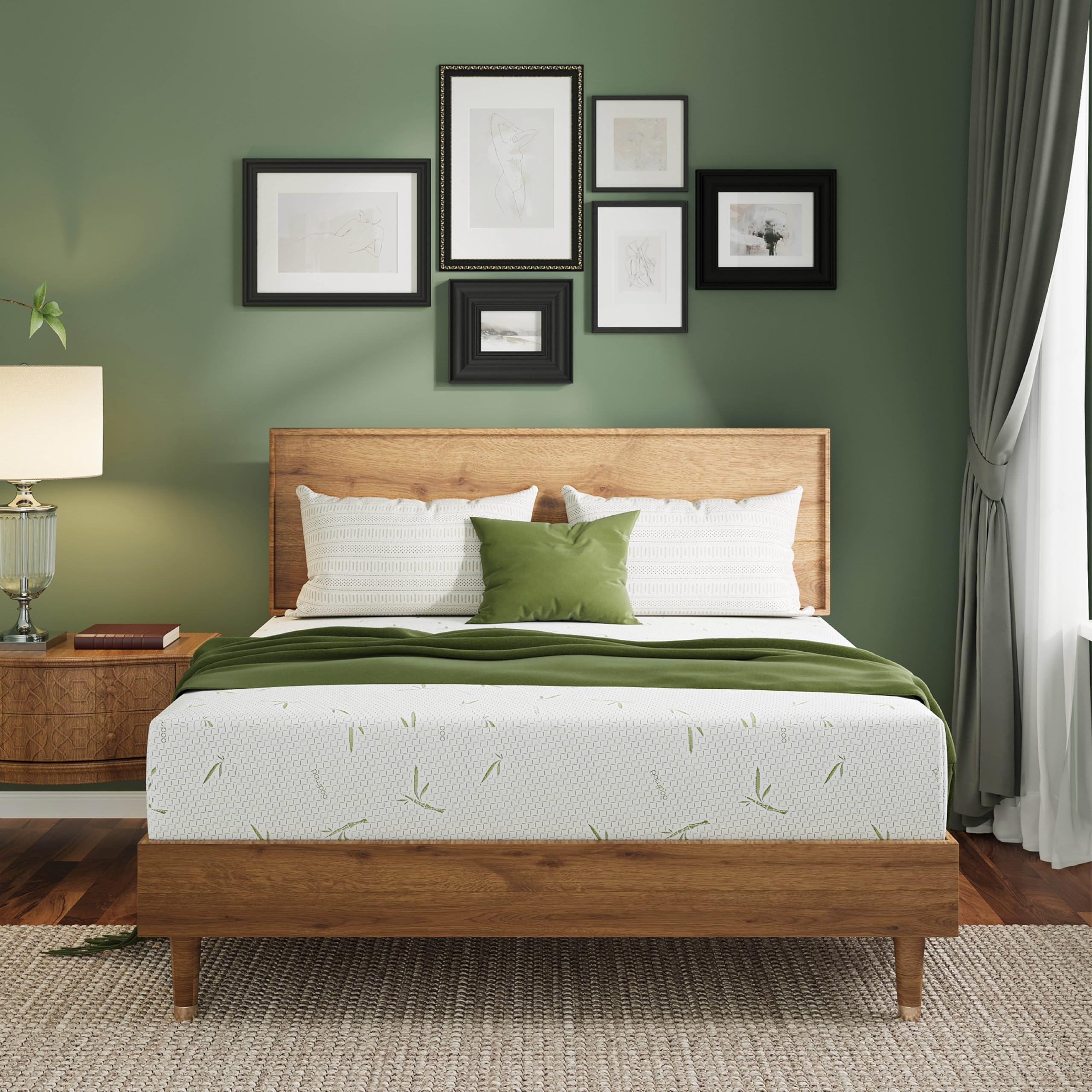 EGOHOME 10 Inch King Size Mattress, Cooling Green Tea Gel Memory Foam for Pressure Relief, Medium Firm Support, Fiberglass Free,