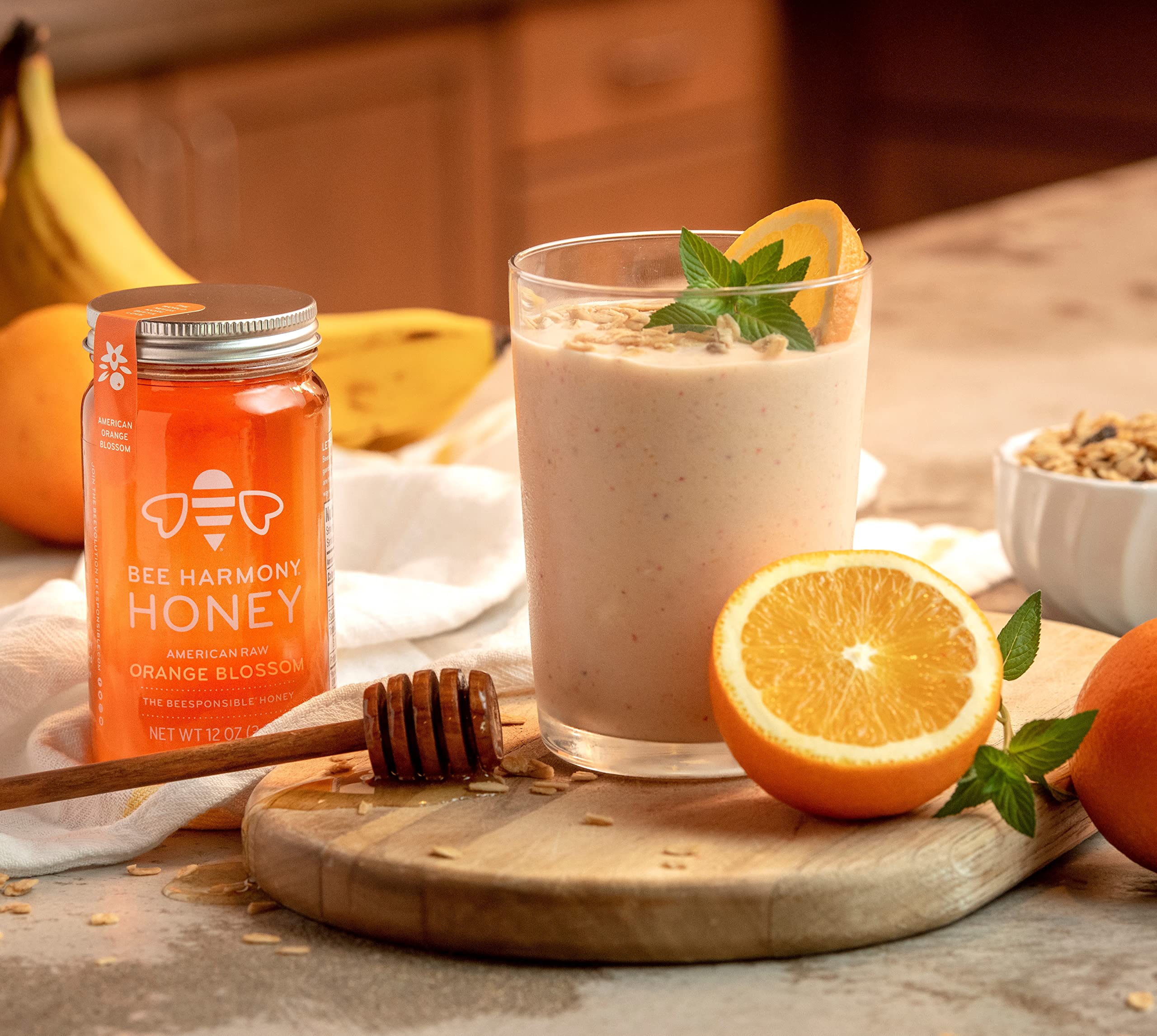 Bee Harmony American Raw Orange Blossom Honey, 12 Ounce (Pack Of 2)A