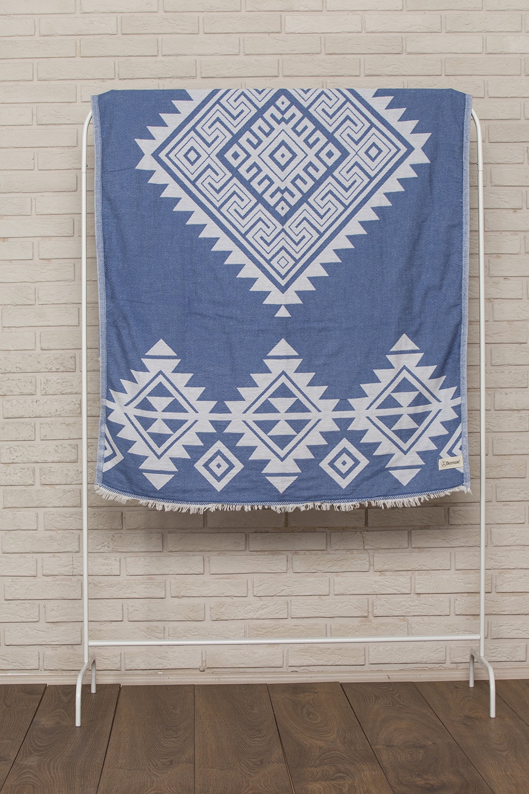 Bersuse 100% Cotton Yucatan Turkish Towel Beach Towel Bath Towel Dual Layer Peshtemal Beach Blanket Beach Essentials - 39X71 Inc