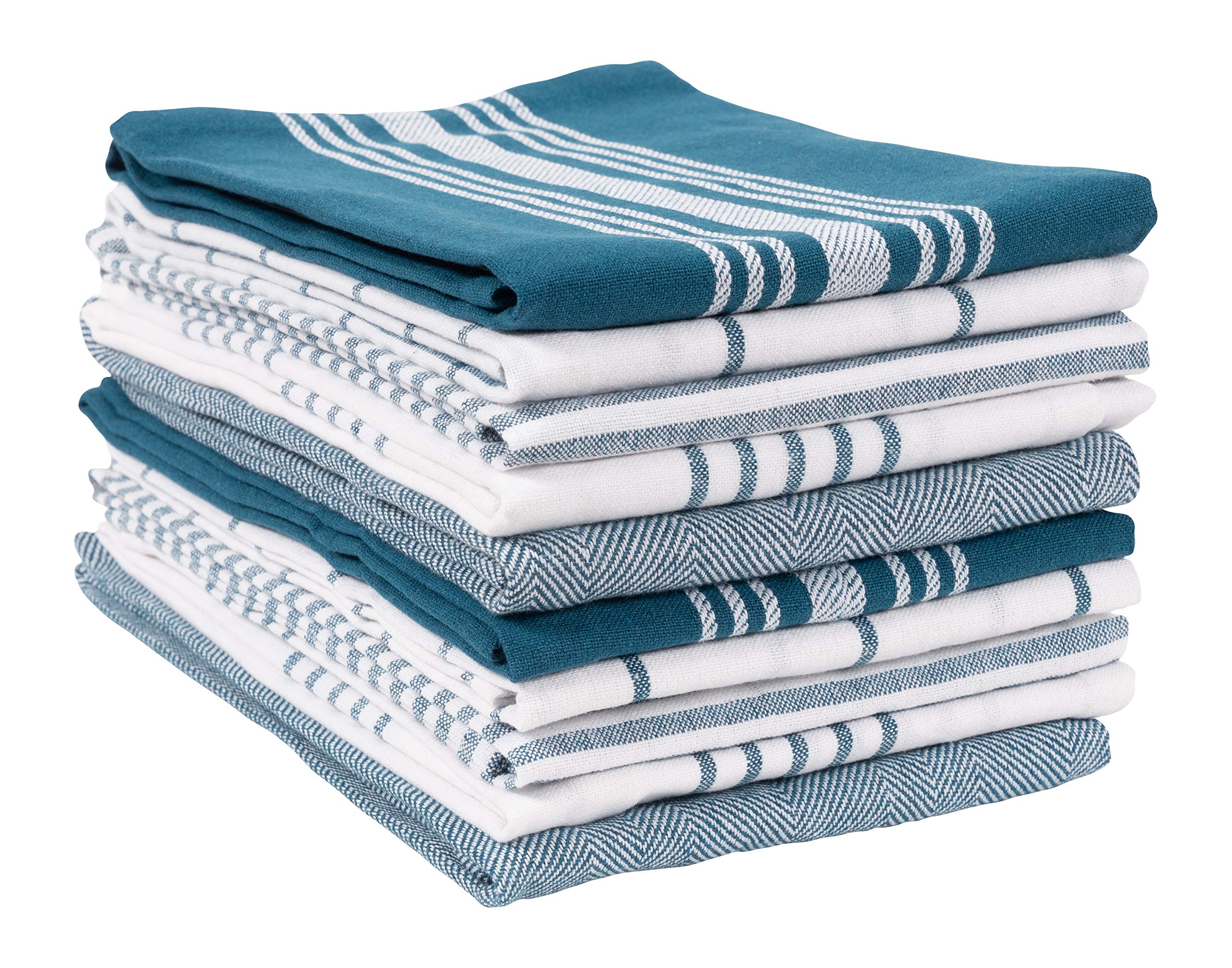 Kaf Home Soho Kitchen Dish Towel Set Of 10 | 18 X 28 Inch Tea Towels | Soft And Absorbent Mixed Set Of Flat Towels (Teal)
