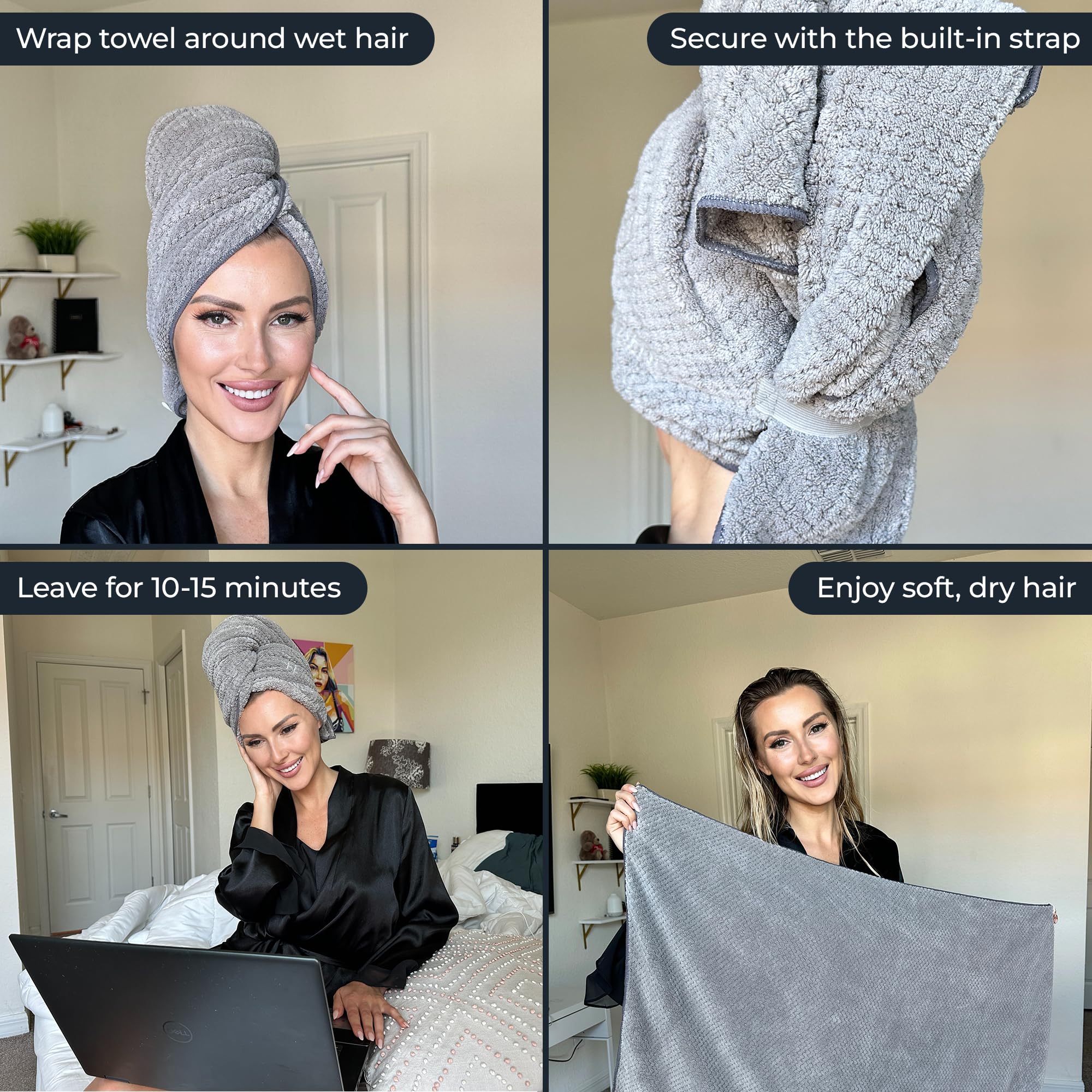 LAUCAN LINENS Extra Large Hair Towel Wrap for Women Microfiber Hair Towel Hair Towel Hair Styling Tools Towel Hair Accessories f