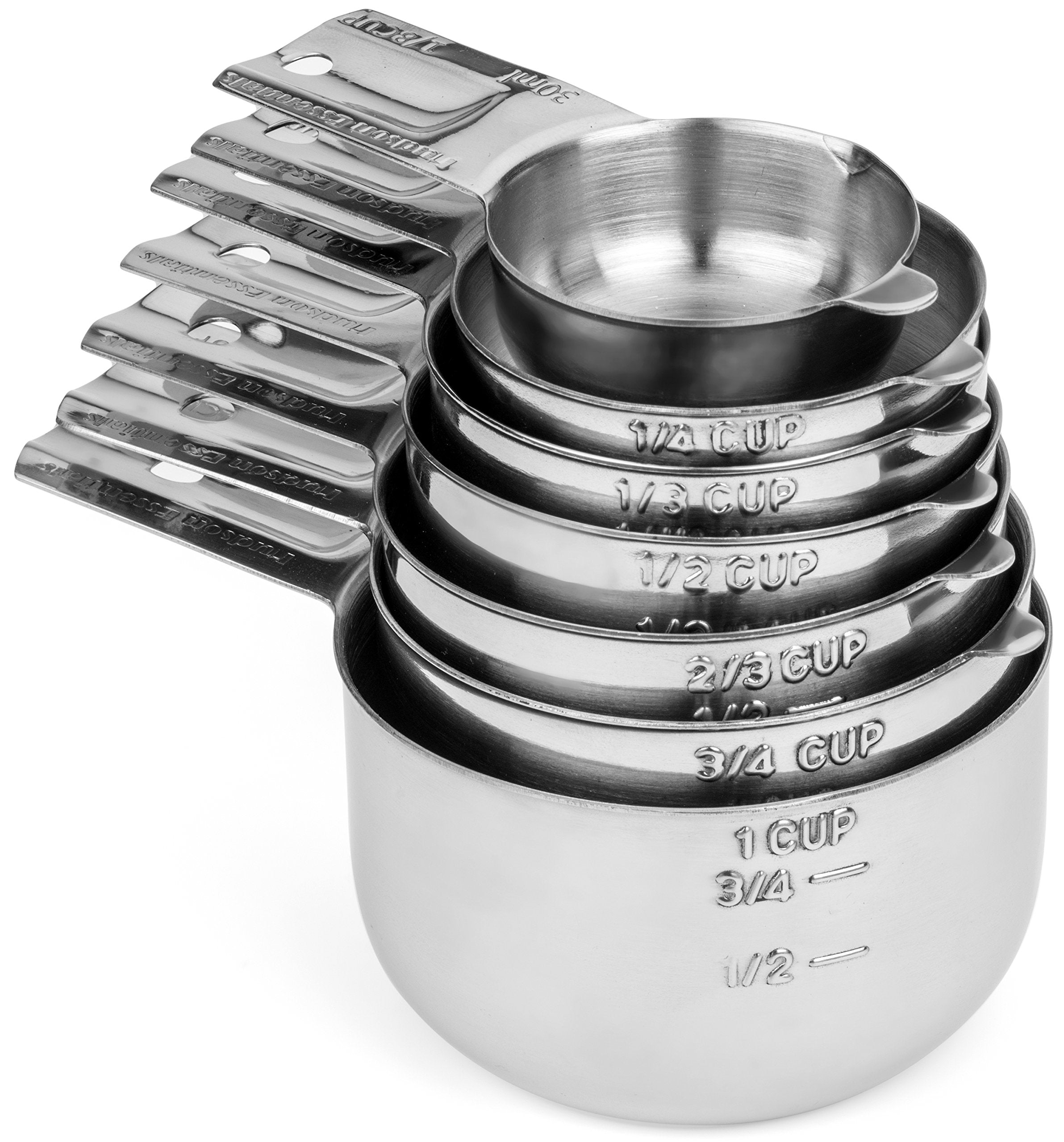 Hudson Essentials Stainless Steel Measuring Cups Set - Stackable Set With Spout (7 Piece Set)