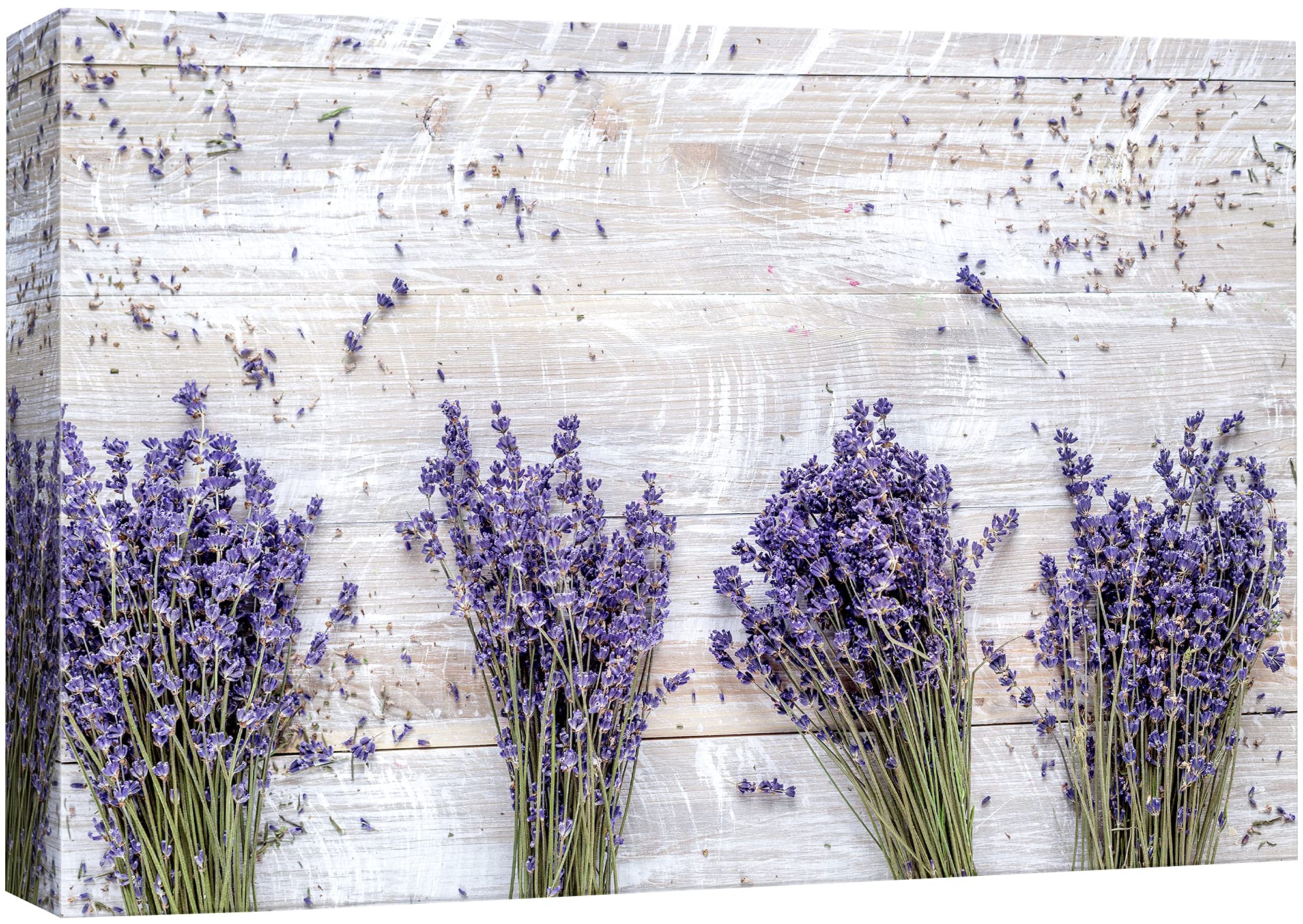 Signford Canvas Print Wall Art Lavender Bunches On Wooden Table Floral Plants Photography Modern Art Rustic Landscape Multicolor