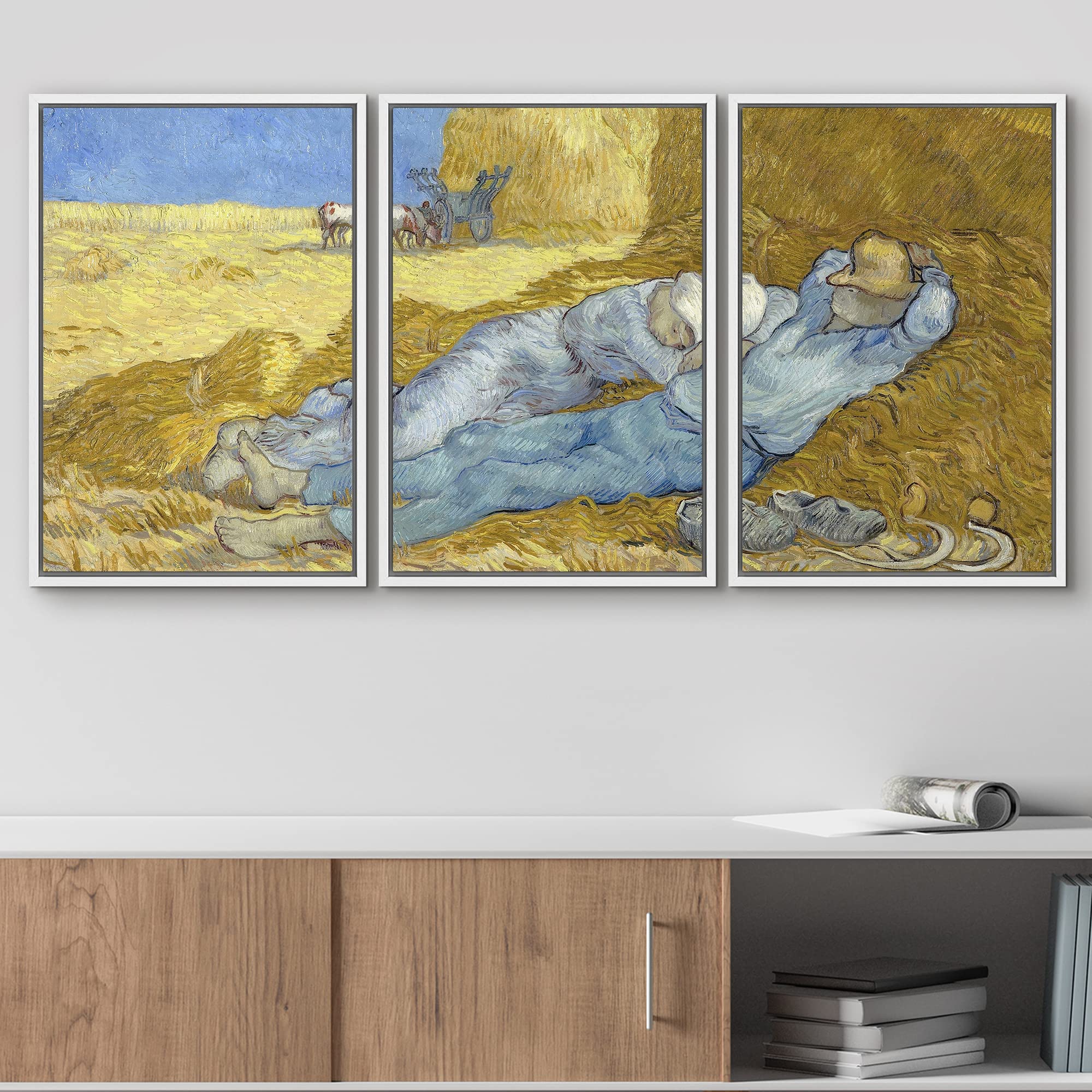 Wall26 Framed Canvas Print Wall Art Set The Siesta (After Millet) Vincent Van Gogh Classical Illustrations Fine Art Decorative H