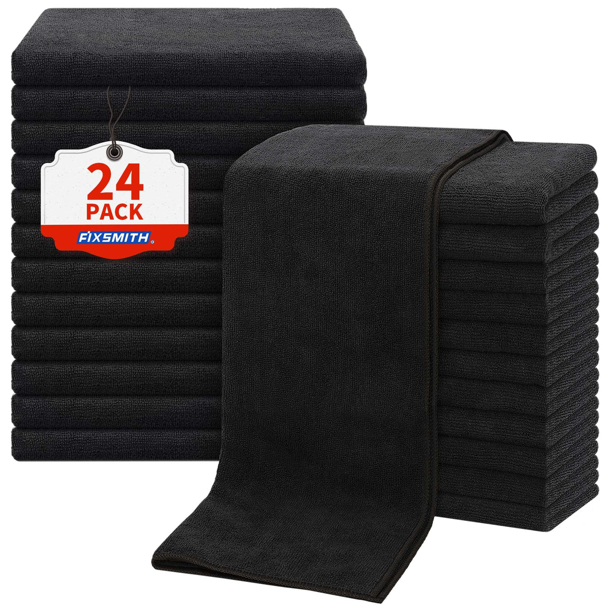 FIXSMITH Salon Towels 24 Pack, Black Hand Towels for Bathroom, Quick Dry Gym Towels, Spa Face Towel, Absorbent Microfiber Towels