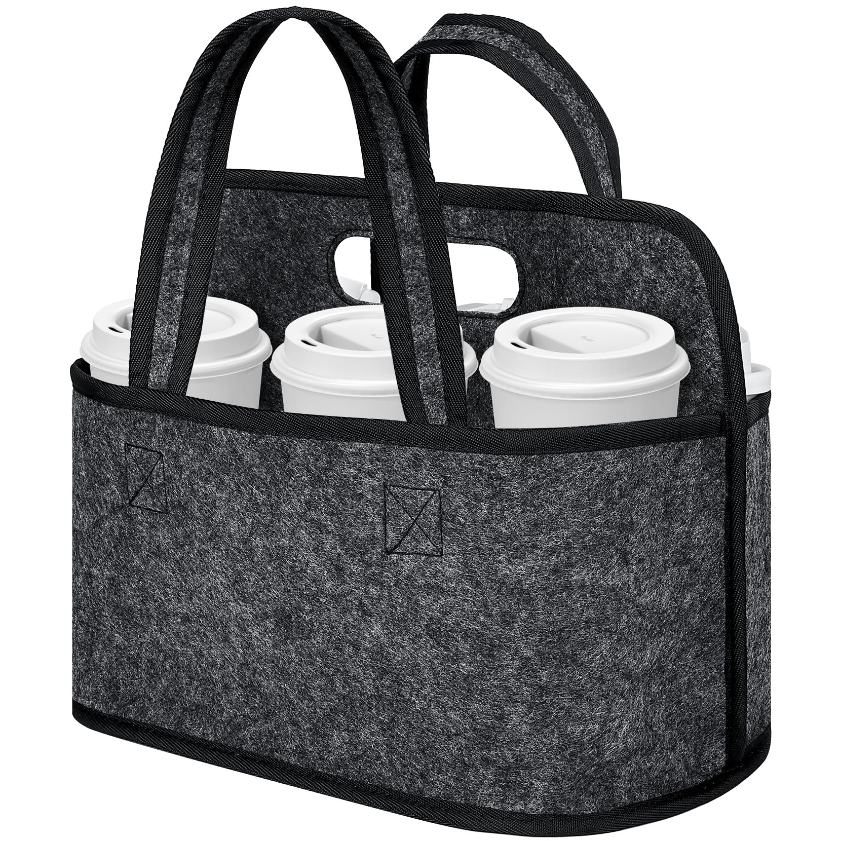 Resovo Enlarged 6 Cups Drink Carrier with Handle, Reusable Drink Carrier for Delivery, Assembly-Free Portable Coffee Holder Cup 