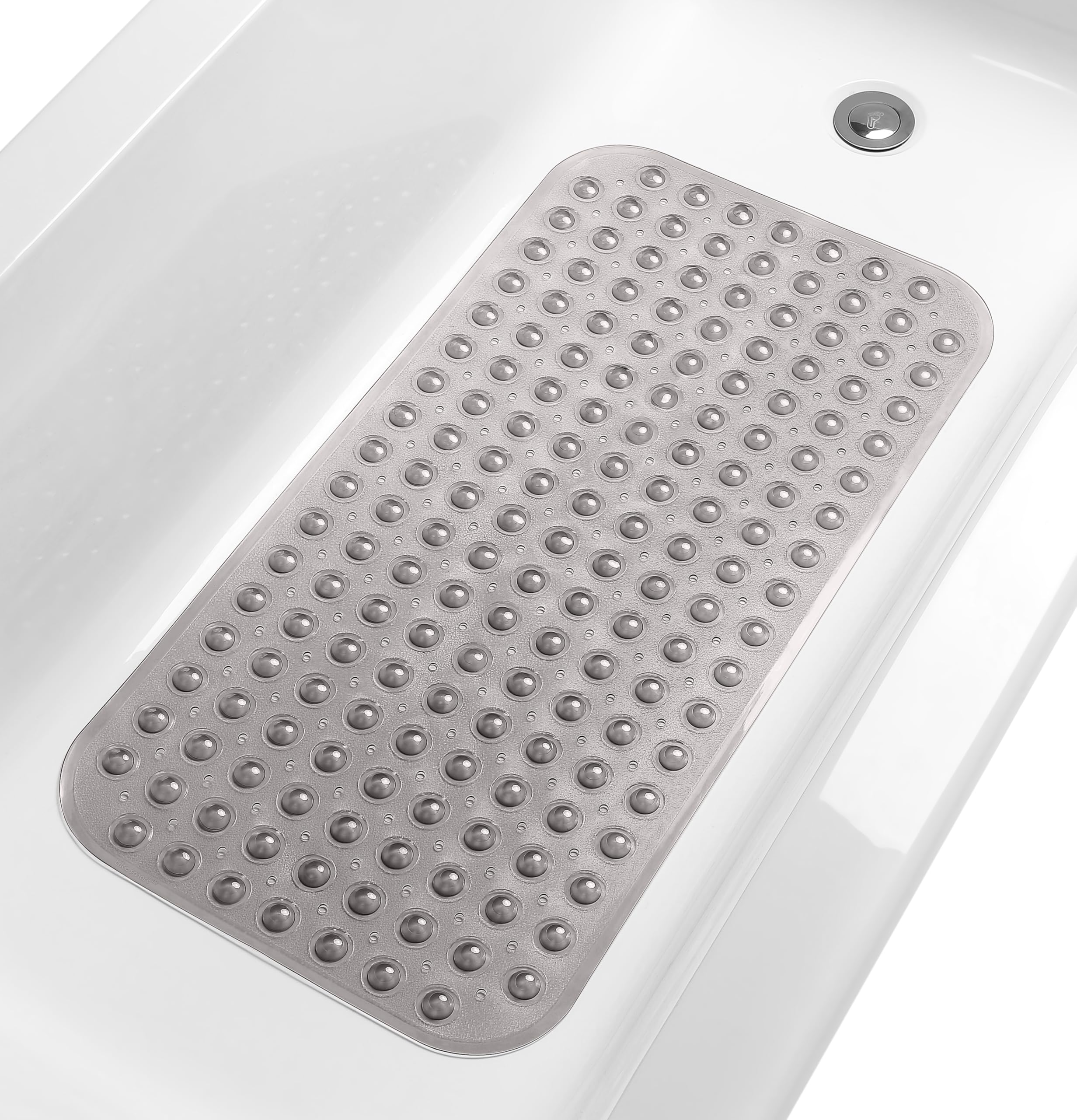 Tike Smart Medium Non-Slip Bathtub & Shower Mat 31X16 (Smooth/Non-Textured Tubs Only) Safe, Clean, Machine-Washable, Superior Gr