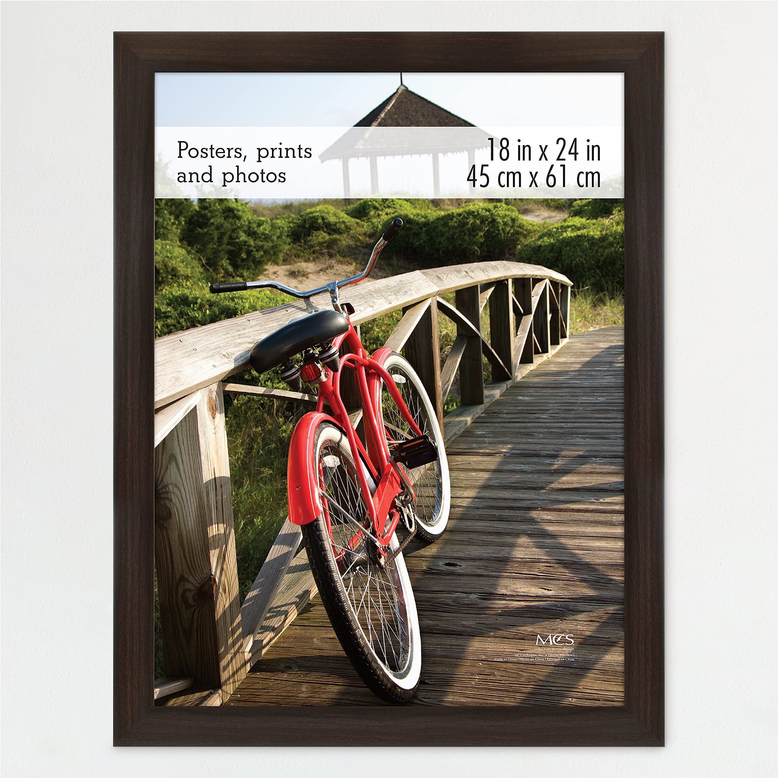 MCS Museum Poster Frame 18x24 Espresso Woodgrain, Vertical & Horizontal Wall Hanging Large Picture Frame for Photos, Posters & A