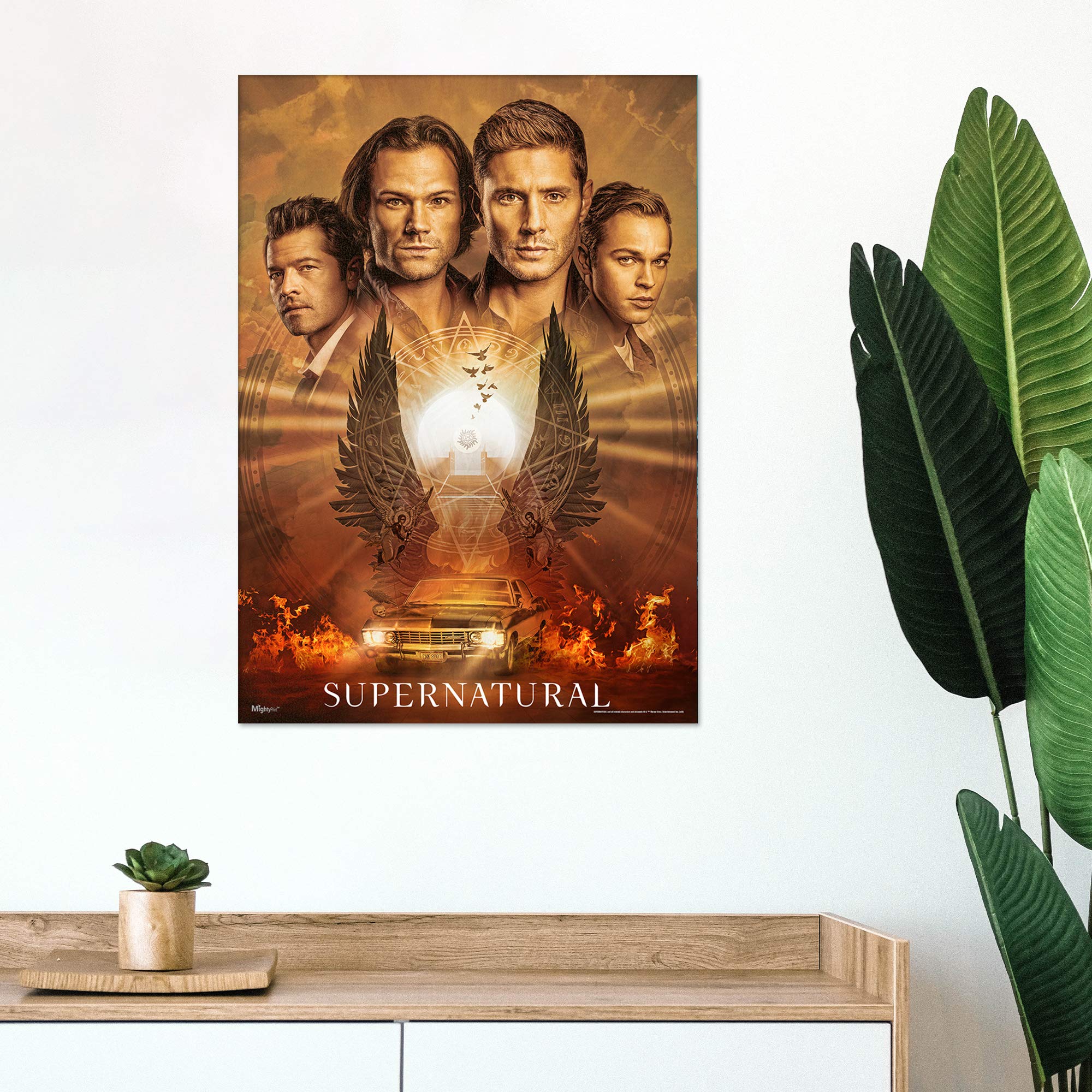 Mightyprint Supernatural - Sam And Dean Winchester, Castiel, Jack - Durable 17    X 24 Wall Art - Not Made Of Paper - The End Is