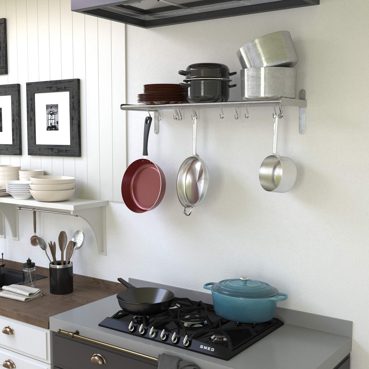 Kitchen Rack Rail Wallniture Lyon Kitchen Organization and Storage Rack Stainless Steel ...