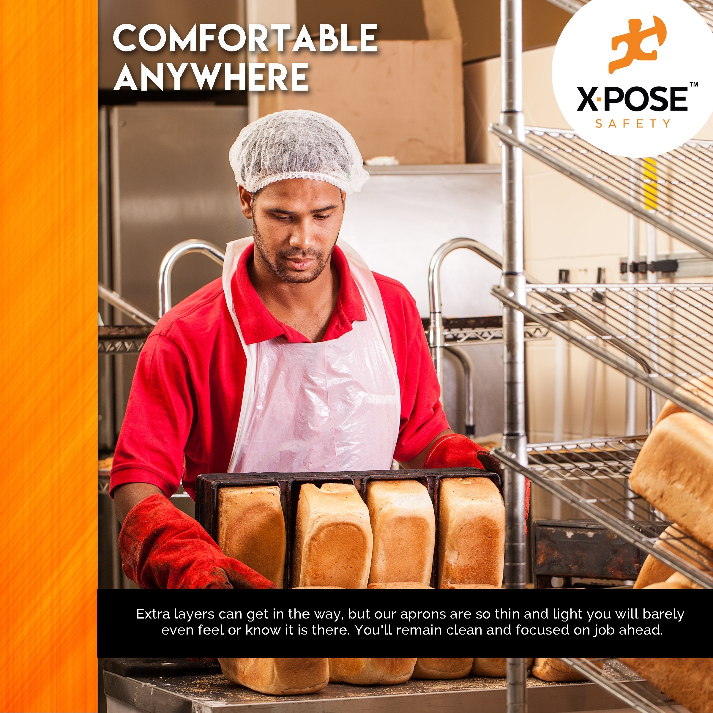 Xpose Safety Plastic Disposable Aprons For Cooking Individually Packaged Durable 1 Mil Waterproof Polyethylene 24'' X 48''