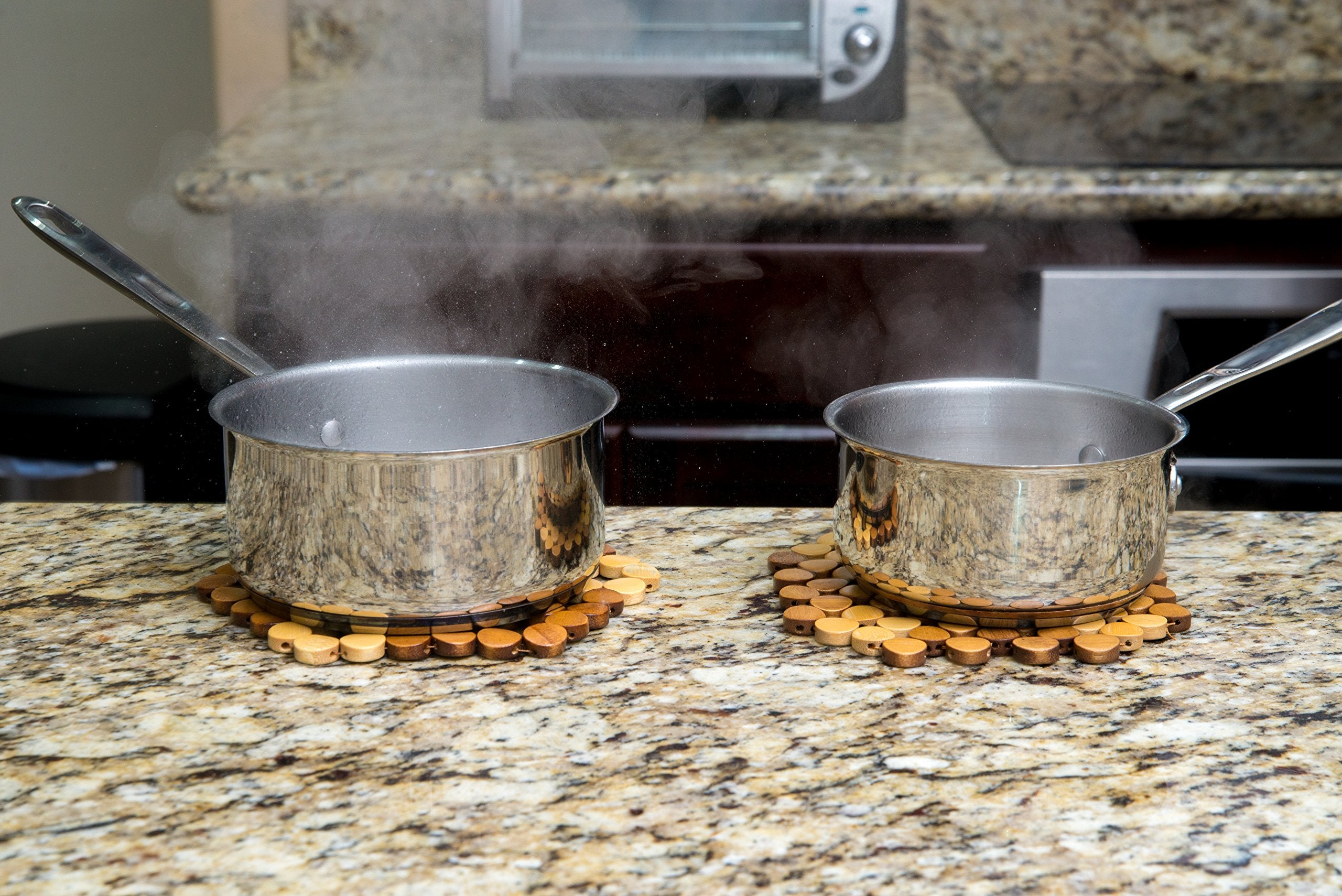 Bamboo Trivet Set For Hot Pots Pans | Table And Countertop Protection Modern Farmhouse Kitchen D  Cor | Must-Have Kitchen Items