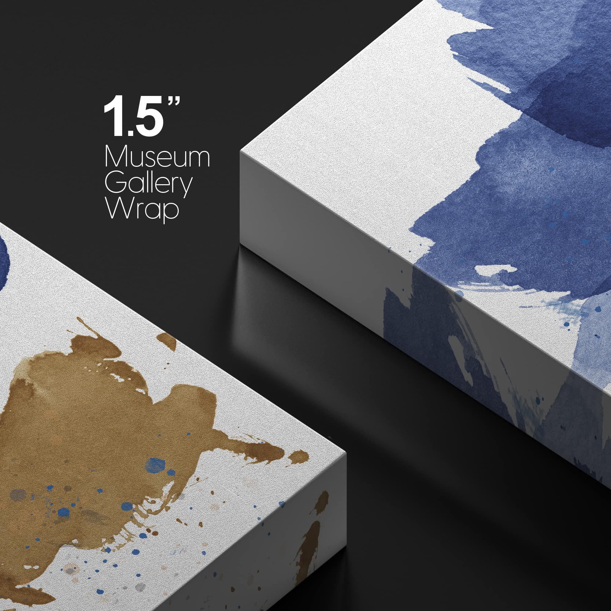 Wall26 Canvas Print Wall Art Watercolor Explosion Blue & Brown Daisies Floral Botanical Illustrations Minimalism Glam Multicolor