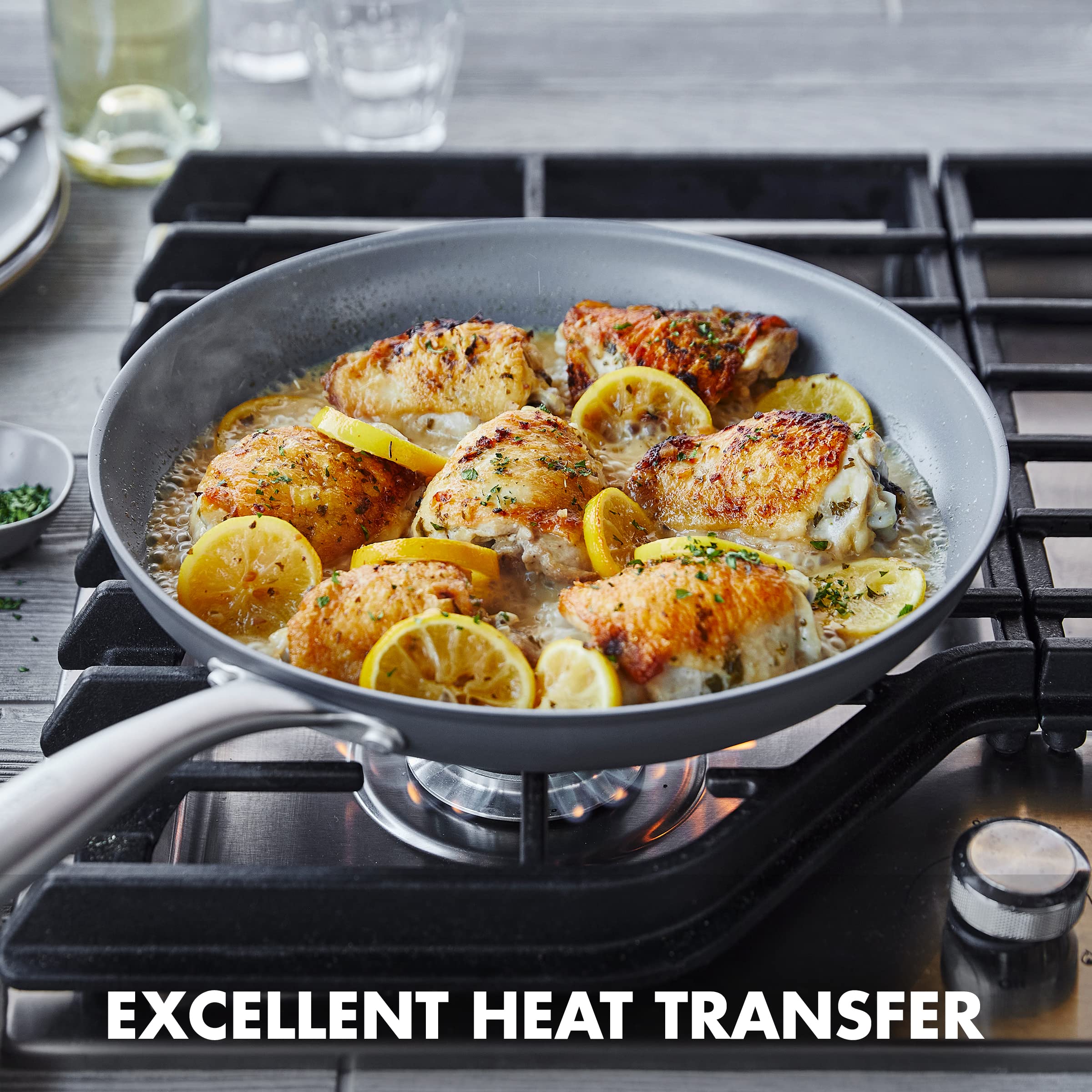 Greenpan Lima Healthy Ceramic Nonstick, 8 10 And 12 Frying Pan Skillet Set, Gray