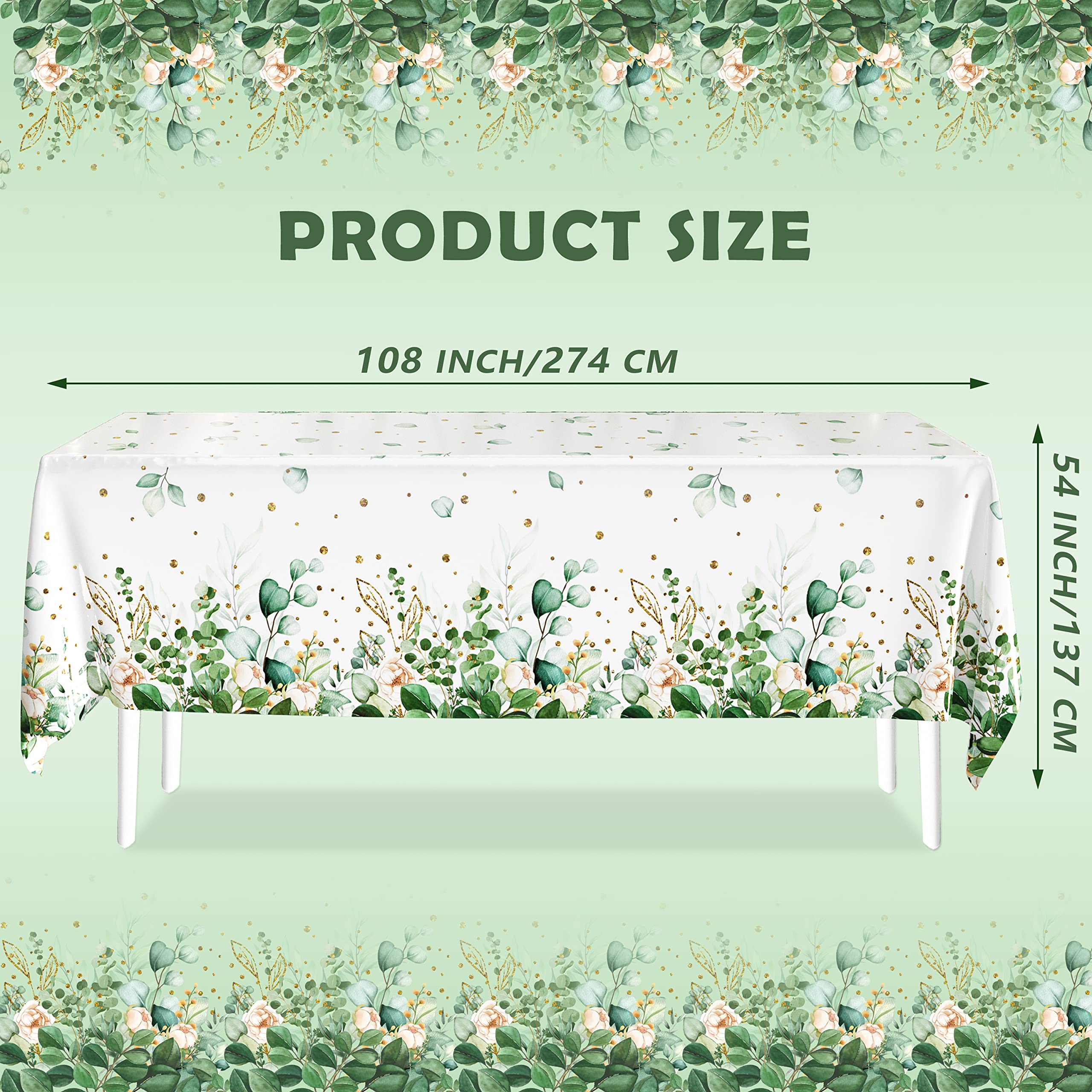 Sage Green Eucalyptus Leaf Tablecloth For Baby Shower Party Decoration Disposable Plastic Sage Greenery Tablecloth Table Cover B