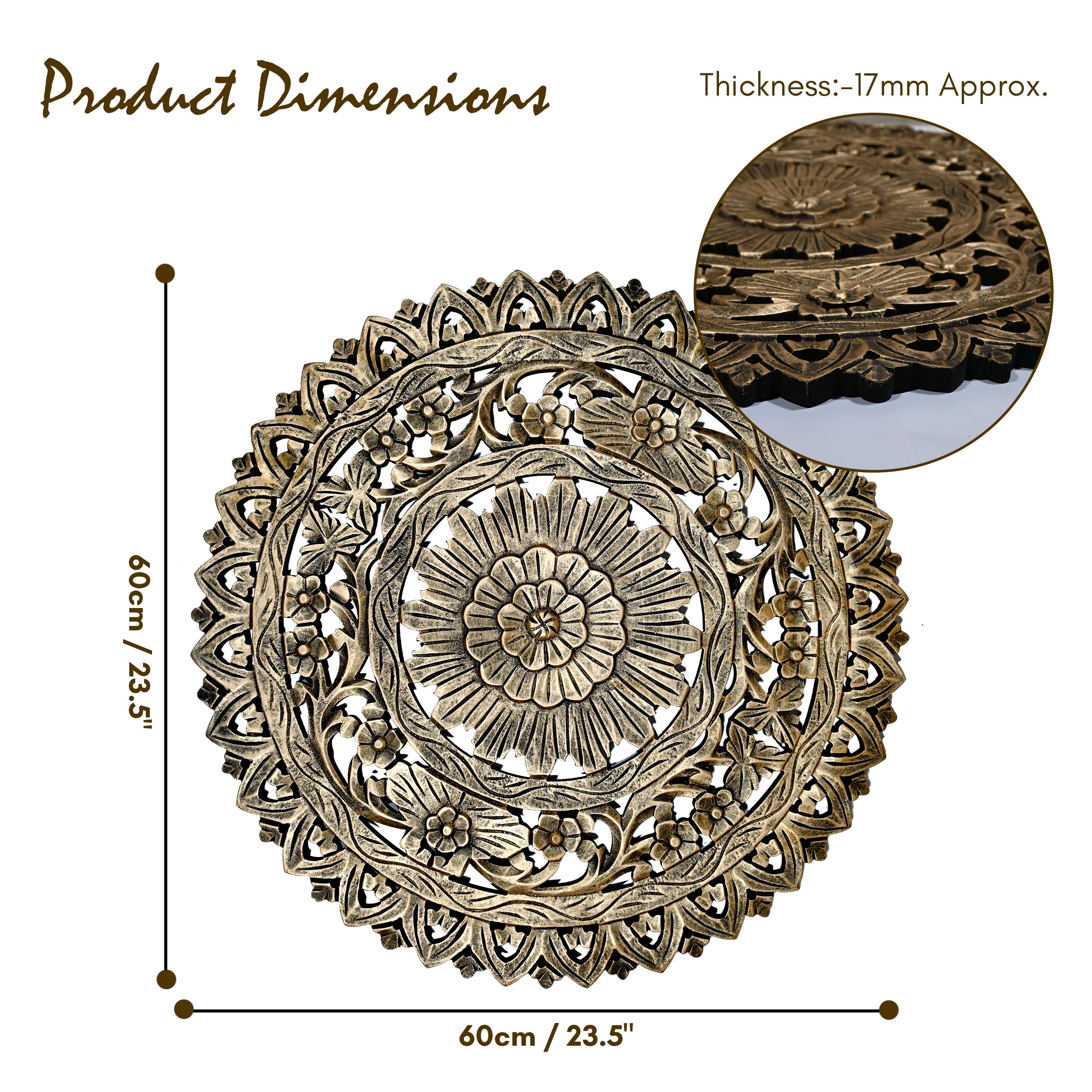 Raj Decors Mdf Wall Decoration Panel, Wall Decoration Hanging Wood Carving Wall Decor For Living Room, Bedroom, Hallway, Office,