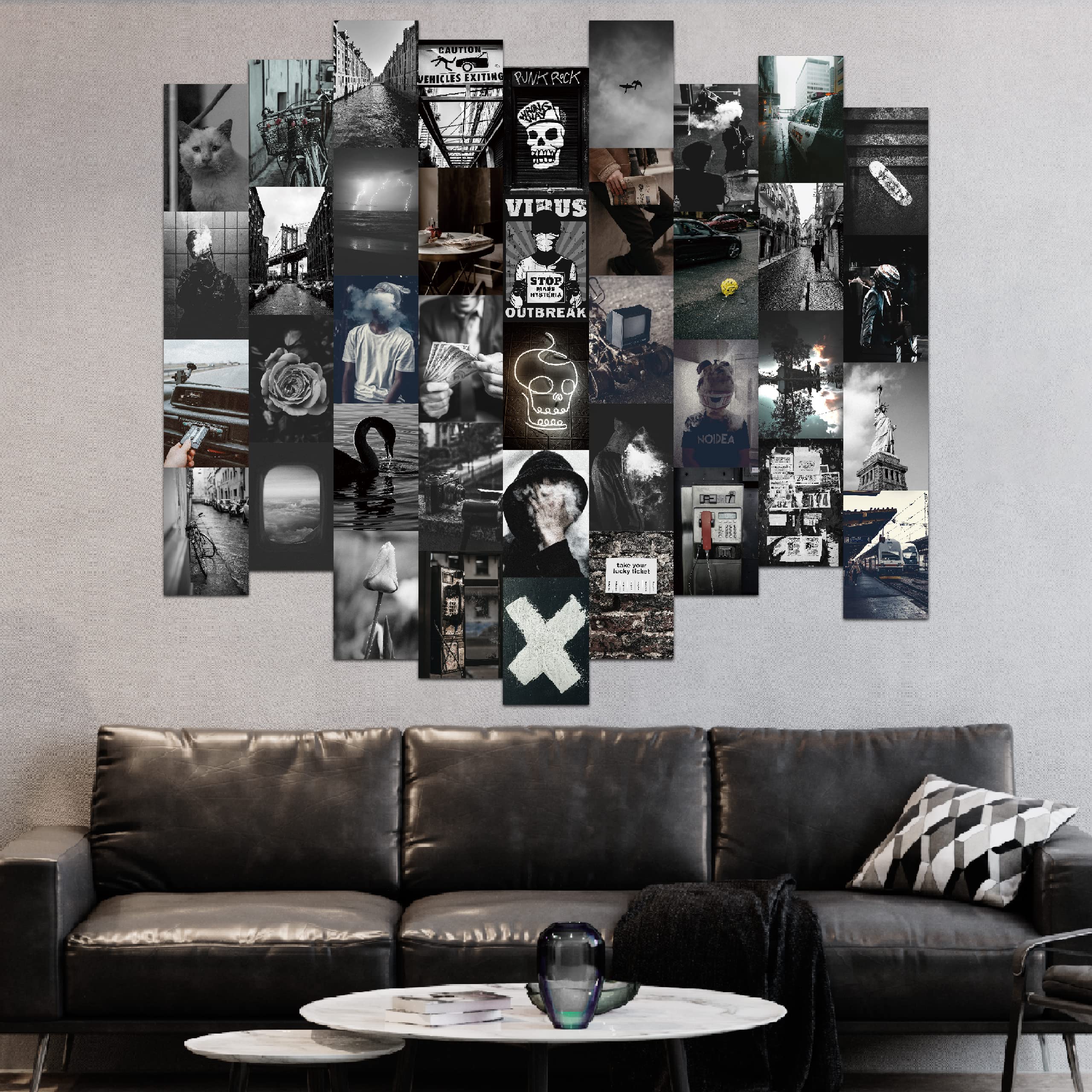 Lovedmore Grunge Aesthetic Wall Collage Kit - 40Pcs 4X6Inch Dark & Black Picture Set For Dorm & Bedroom Room Decor