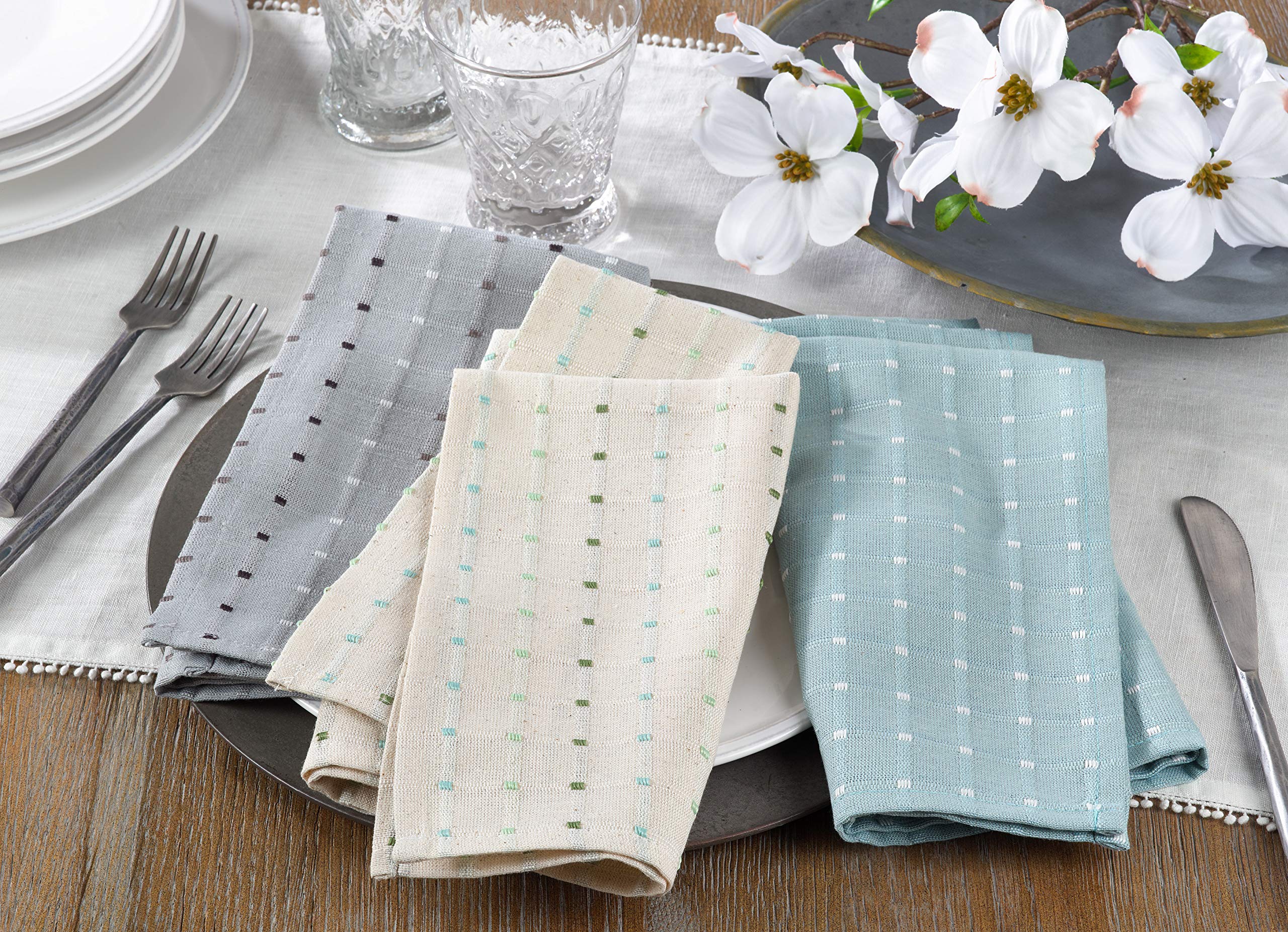 Saro Lifestyle 2136.Gy20S Cousu Collection Cotton Blend Stitched Line Table Napkins (Set Of 4) 20'' Grey